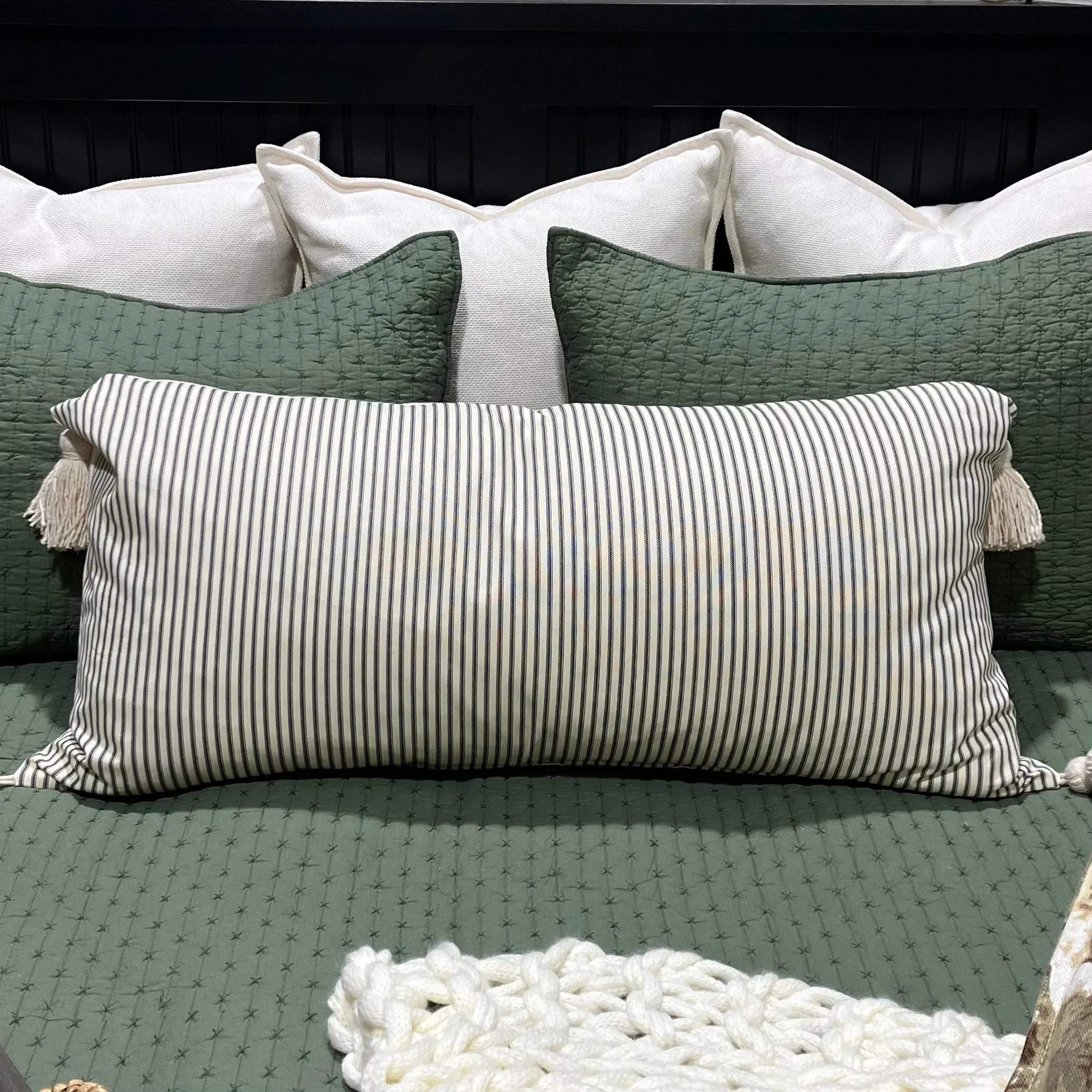 Classic Ticking Black and Cream Pillow