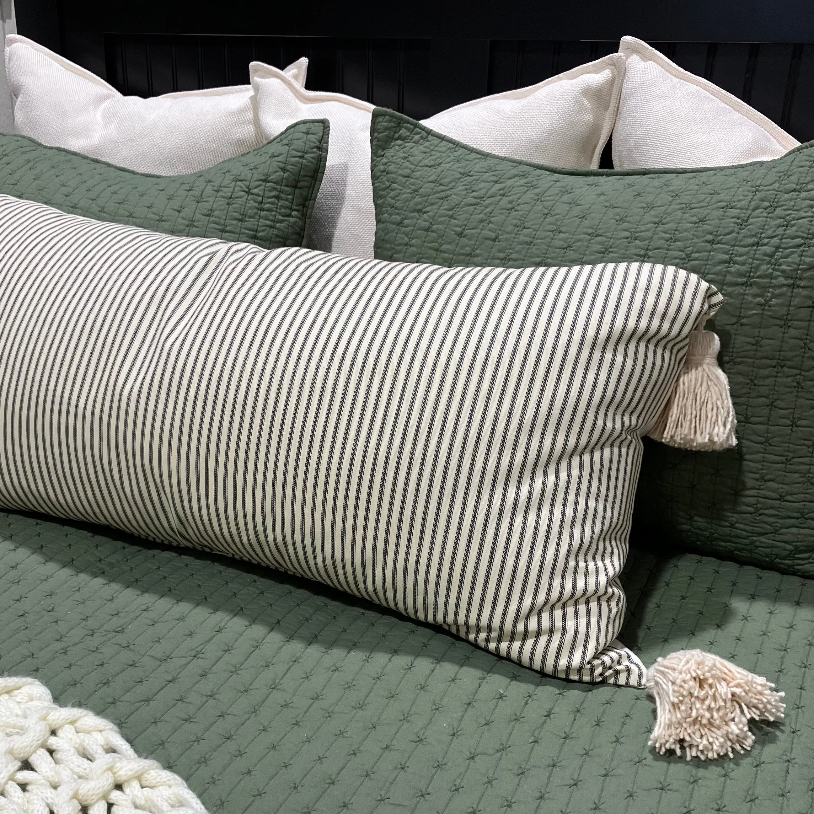 Classic Ticking Black and Cream Pillow