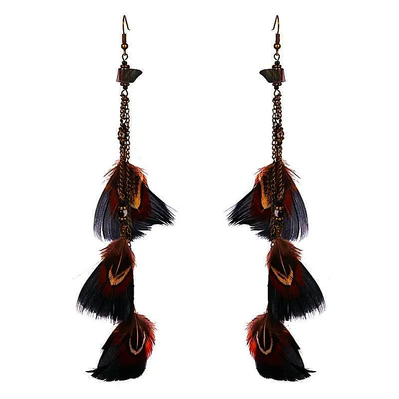Cozumel Long Feather Earrings