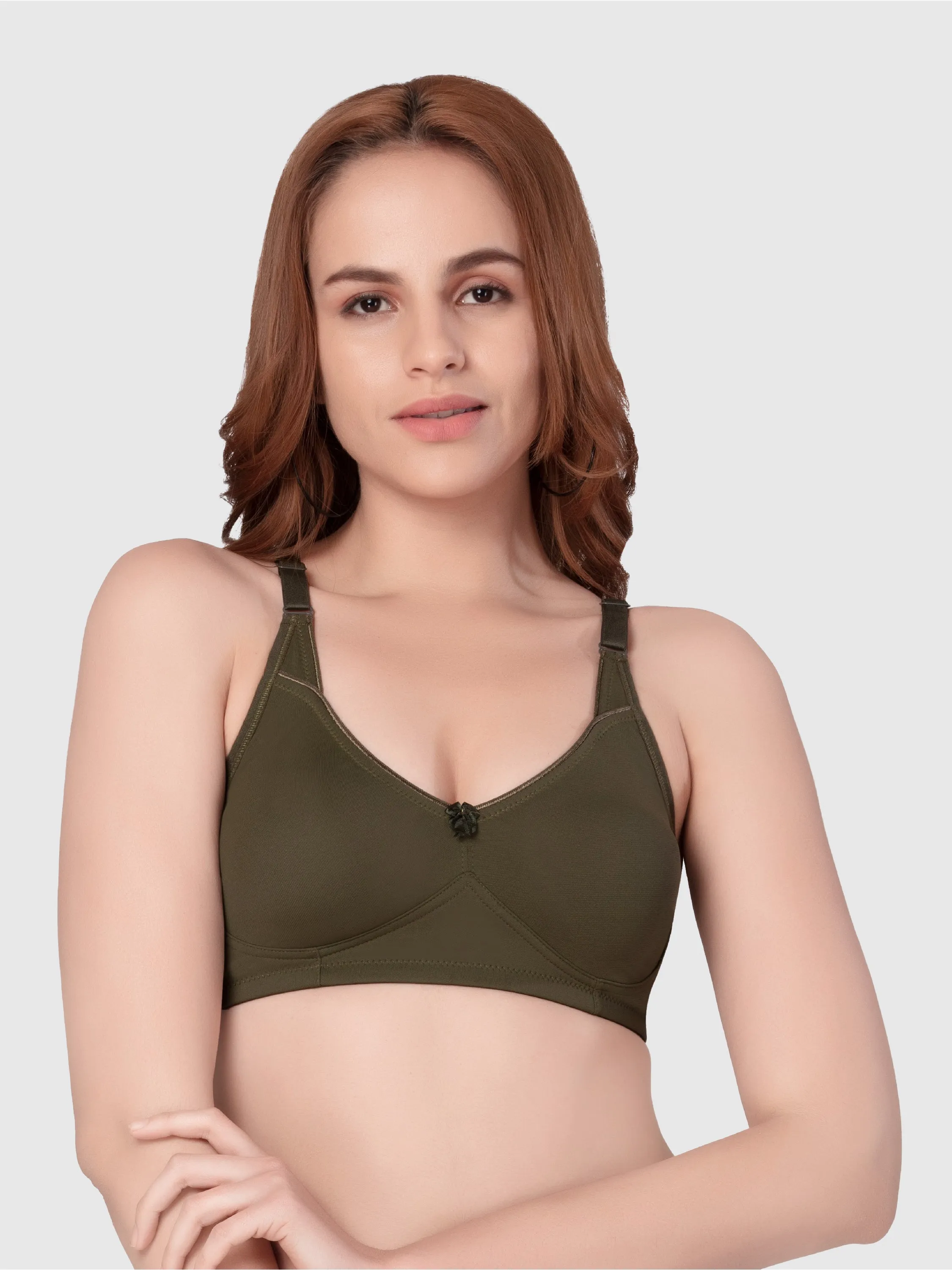 Daisy Dee Dark Green Non Padded Non-Wired Full Coverage T-Shirt Bra - NSNVI-Dark Green