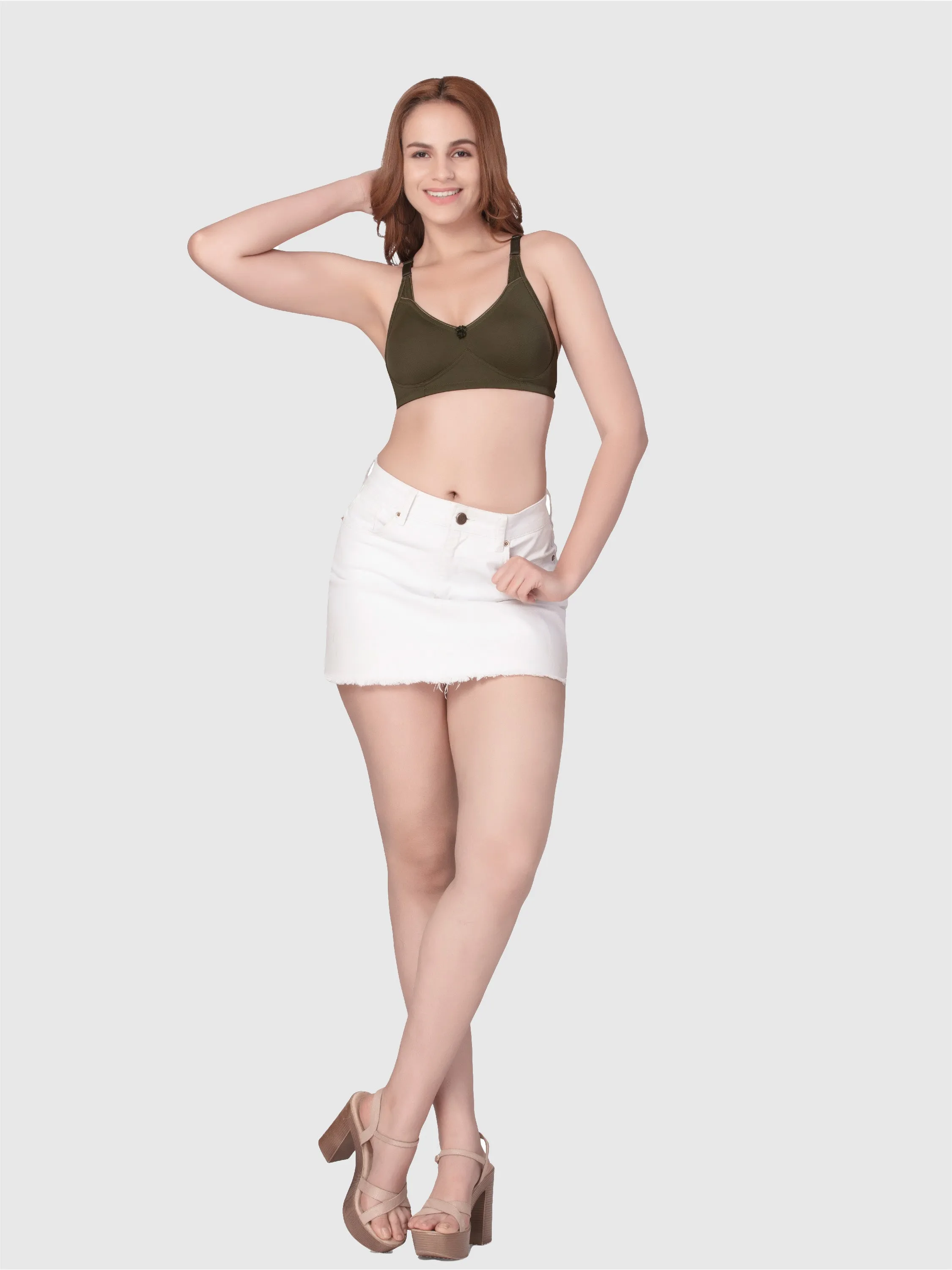 Daisy Dee Dark Green Non Padded Non-Wired Full Coverage T-Shirt Bra - NSNVI-Dark Green