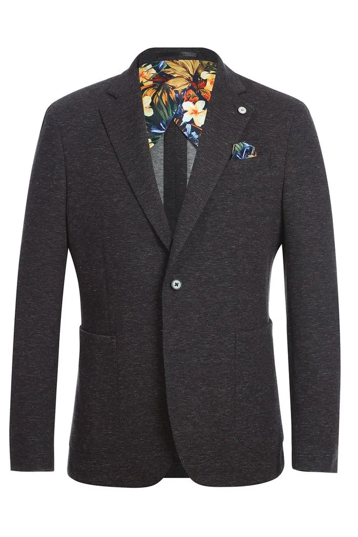 Dark Grey Textured Sports Jacket