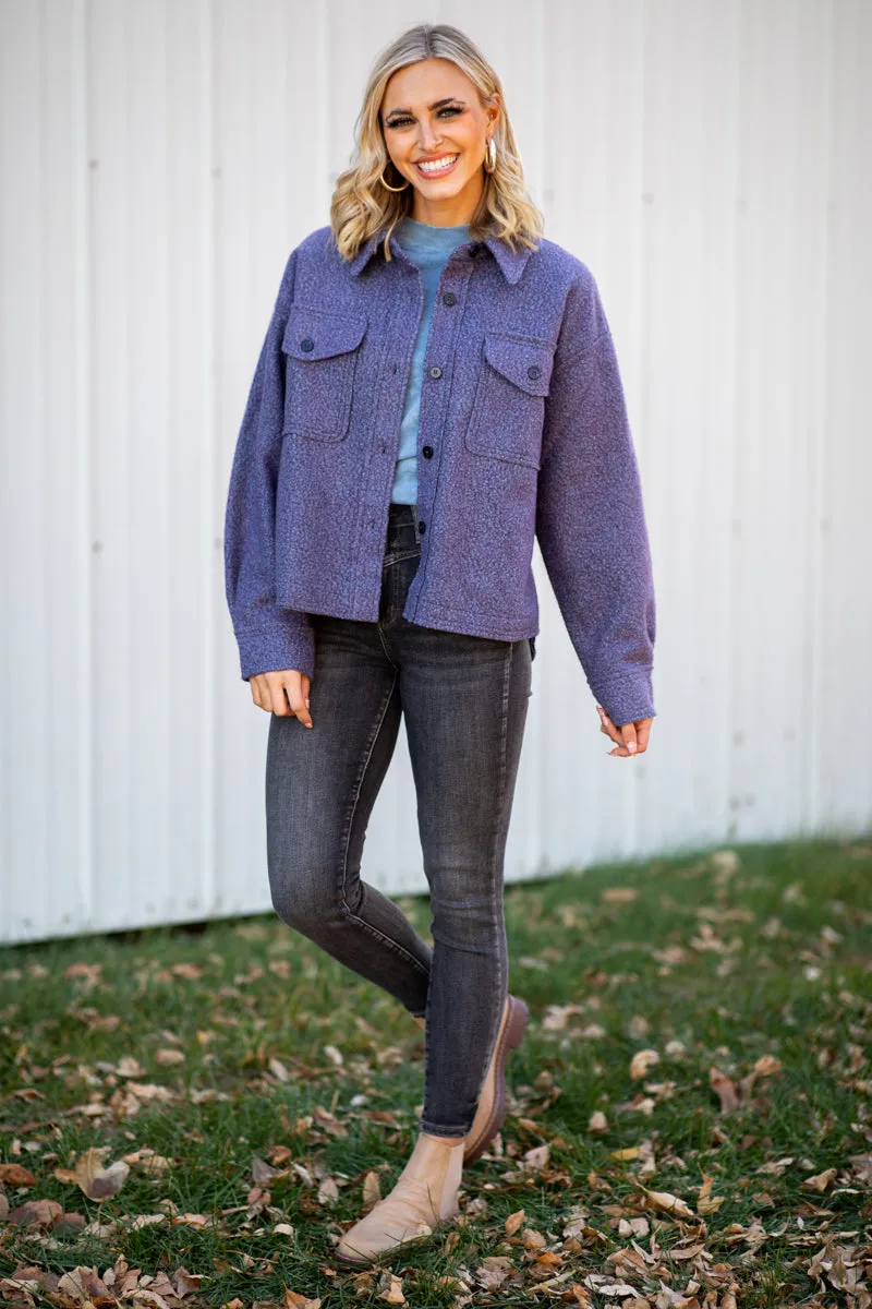Dusty Blue and Purple Textured Shacket