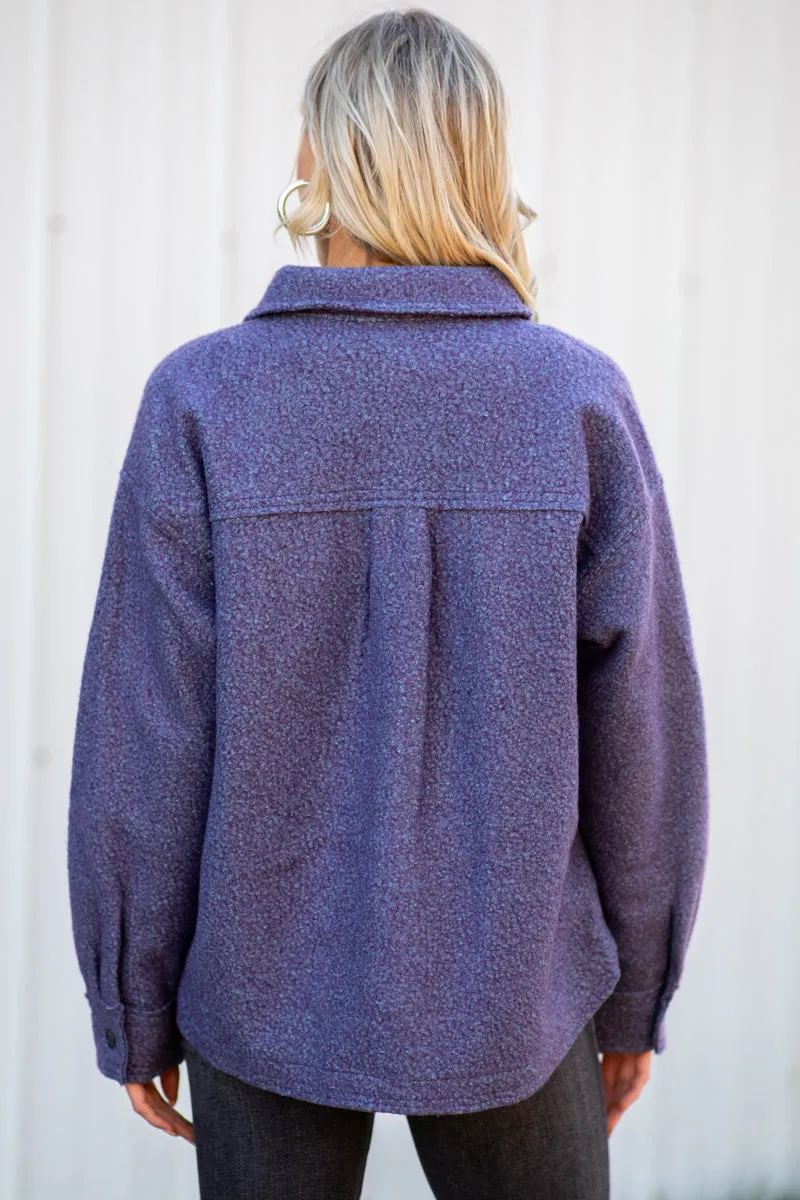 Dusty Blue and Purple Textured Shacket