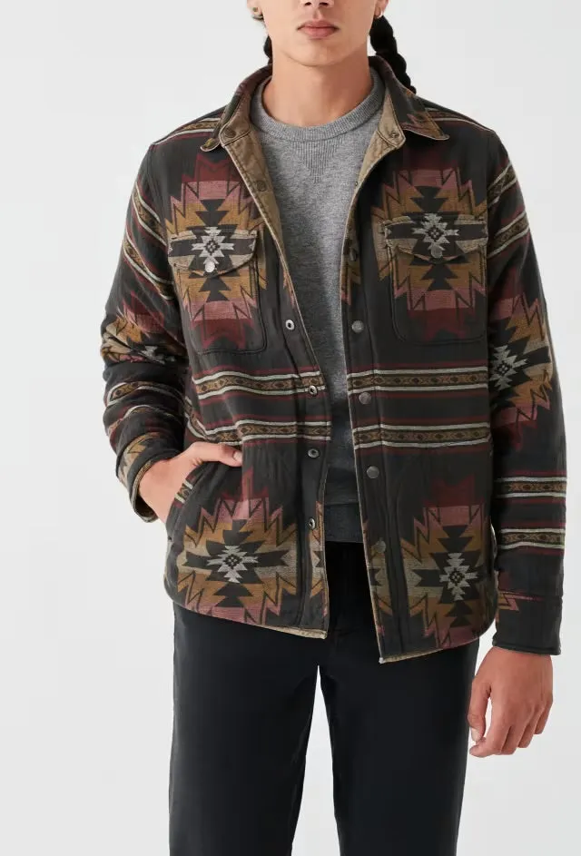 FAHERTY DOUG GOOD FEATHER REVERSIBLE BONDI JACKET IN OLIVE/BLACK STAR NATION