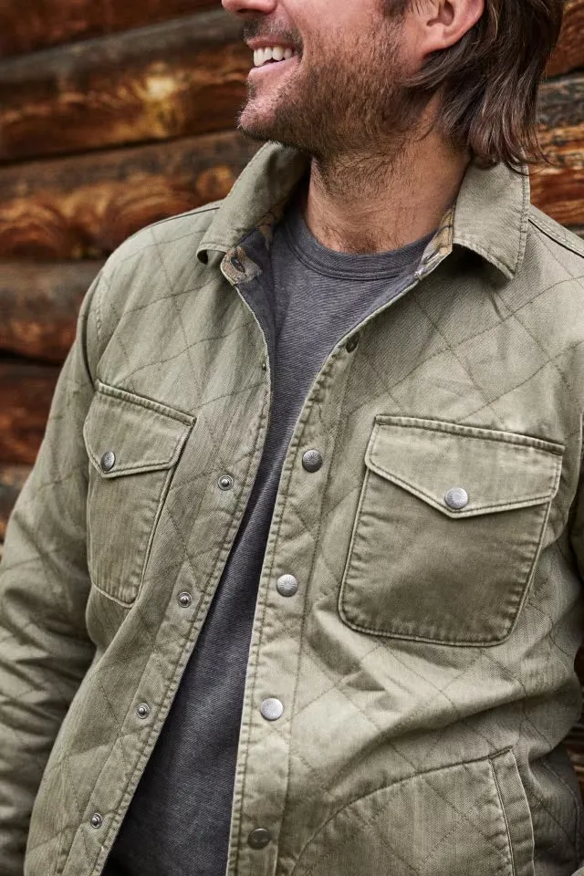 FAHERTY DOUG GOOD FEATHER REVERSIBLE BONDI JACKET IN OLIVE/BLACK STAR NATION