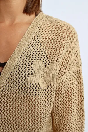 Flower Crochet Open Cardigan