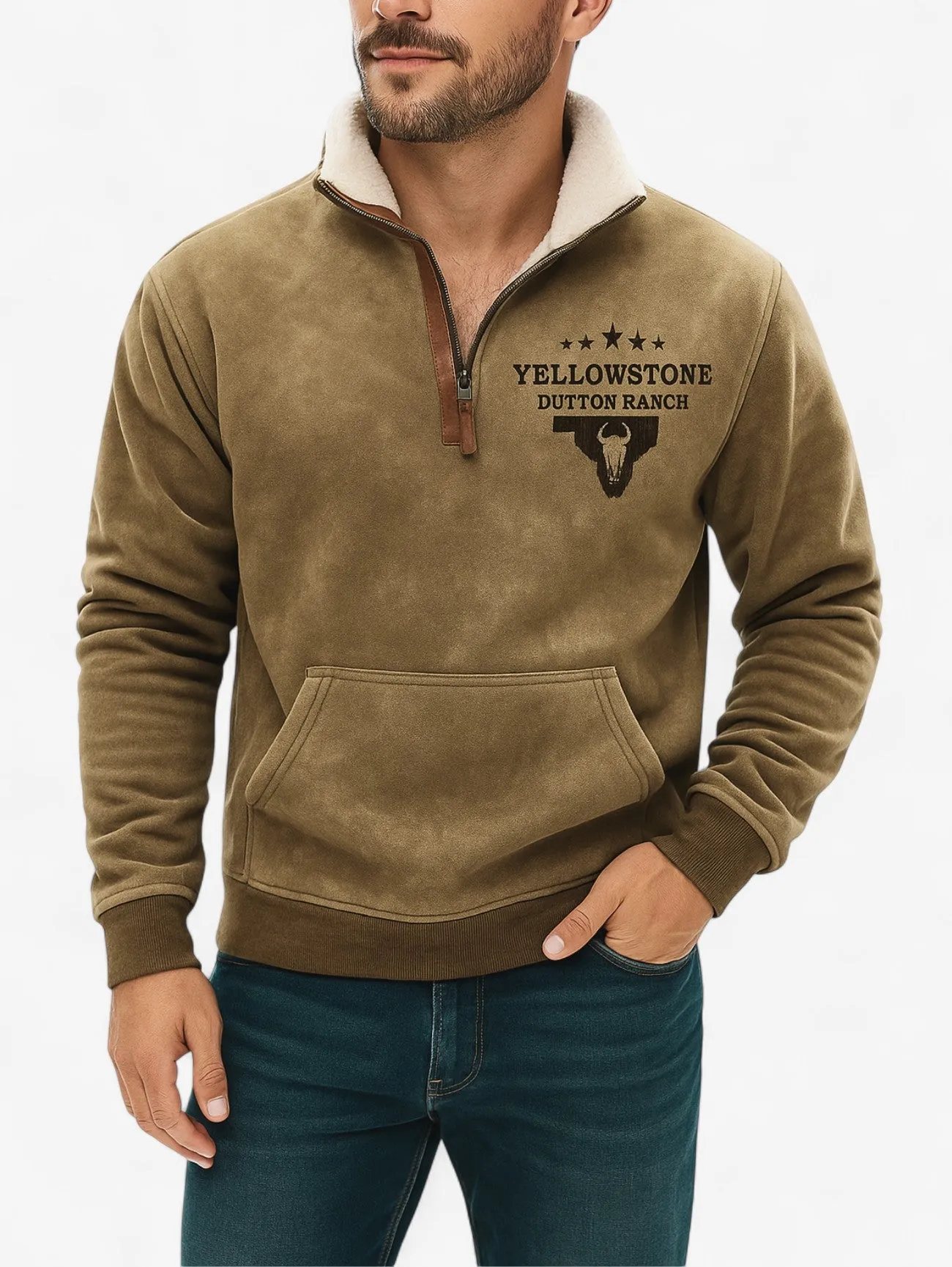 Foxes | Men's Warm Quarter Zip Turtleneck Pullover Sweater