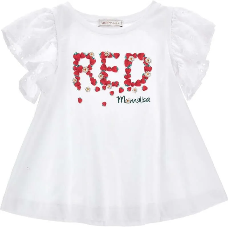Girls White Strawberry Tunic