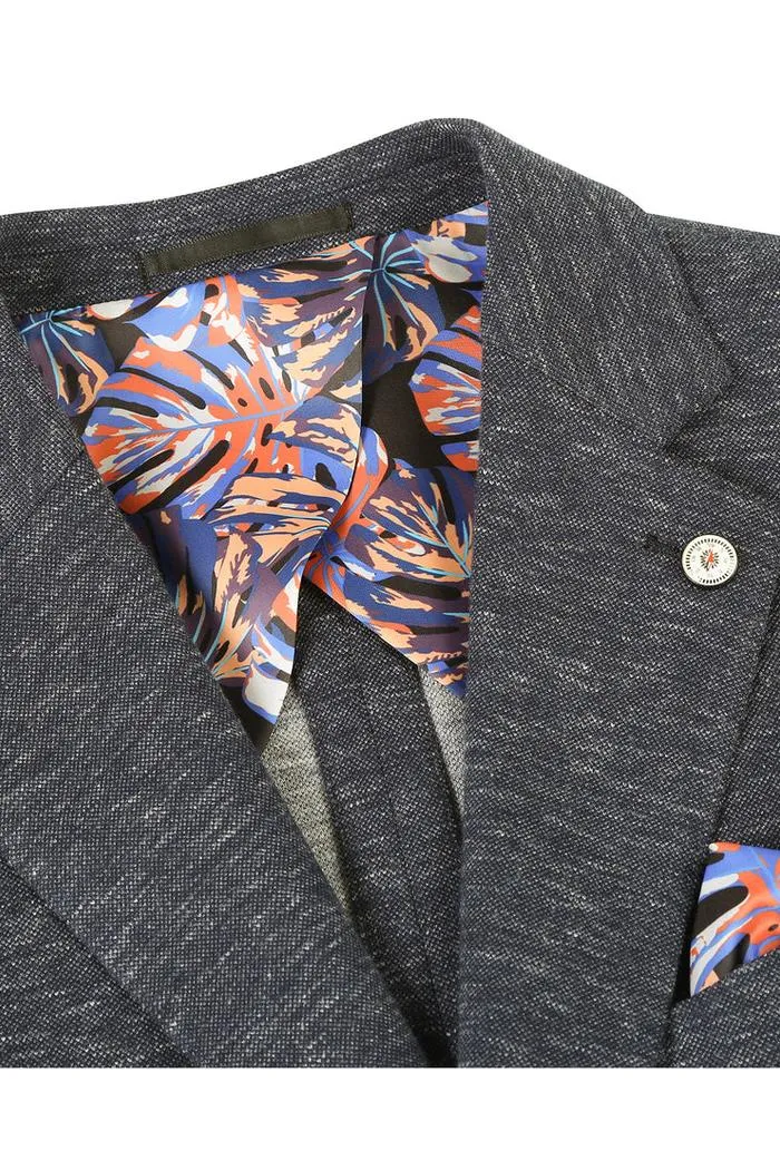 Grey Blue Textured Sports Jacket