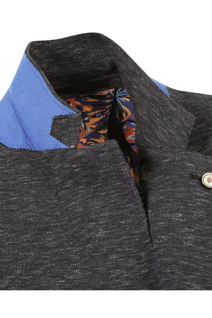 Grey Blue Textured Sports Jacket