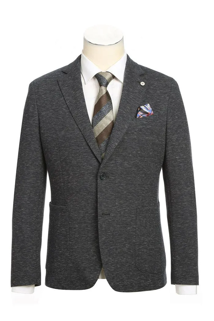 Grey Blue Textured Sports Jacket