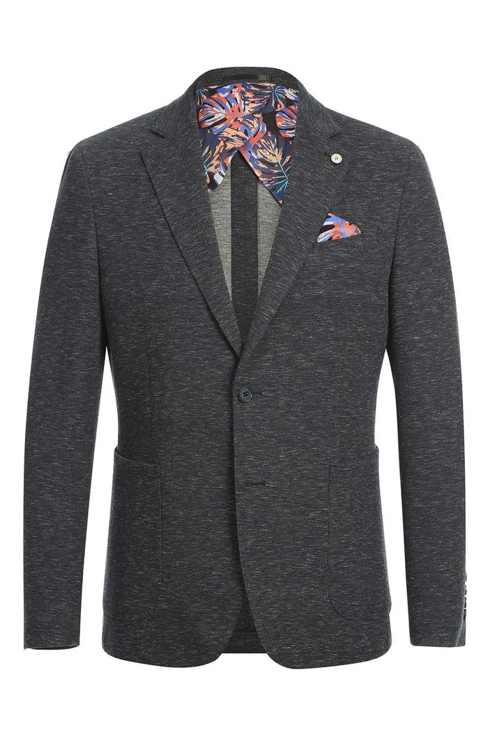 Grey Blue Textured Sports Jacket