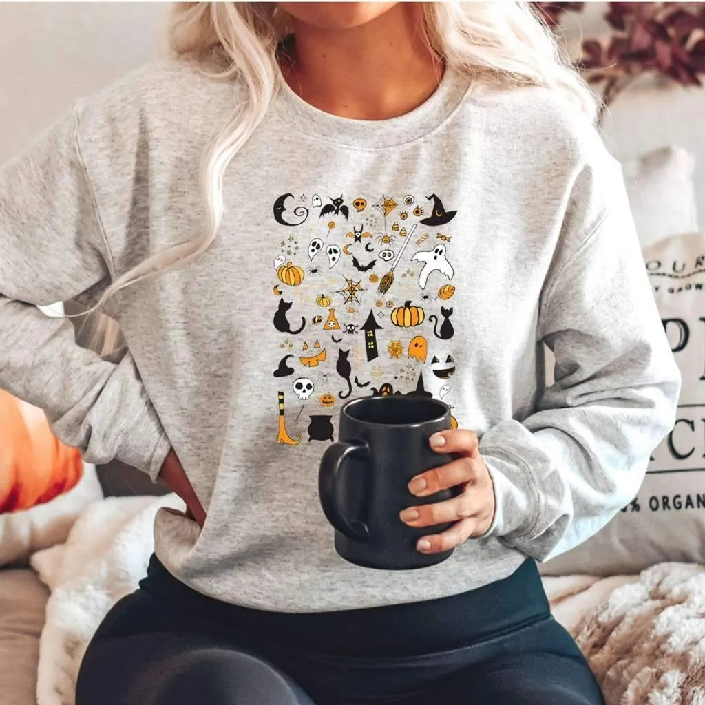 Halloween Doodles Oversized Sweatshirt
