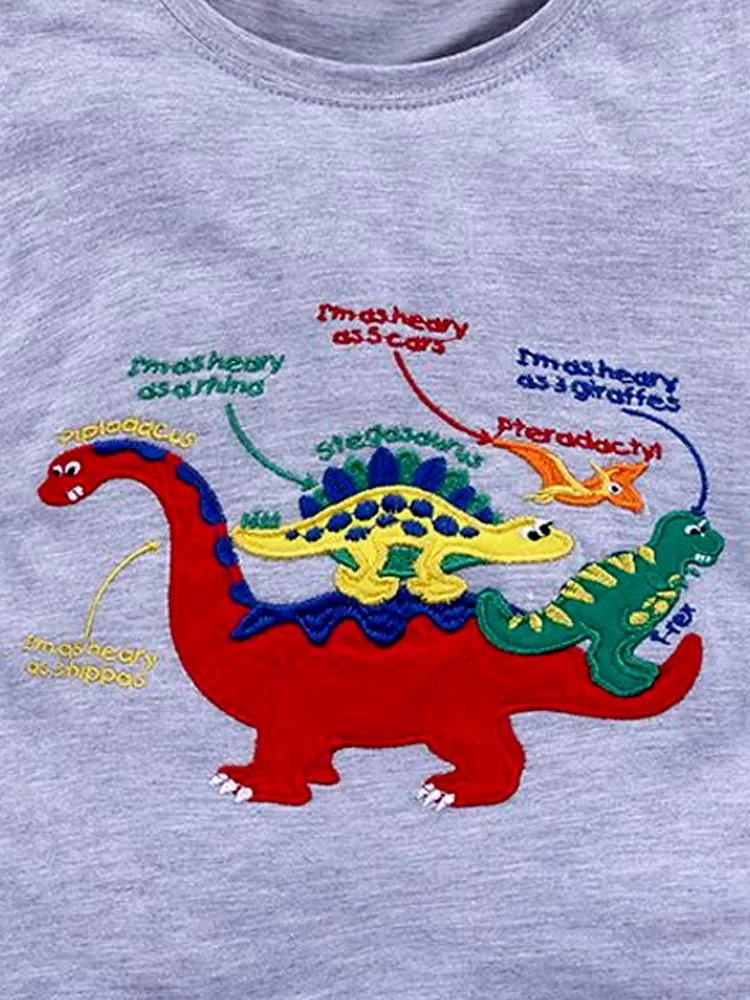 Heavy Dinosaurs Short Sleeve T-Shirt - Grey and Red