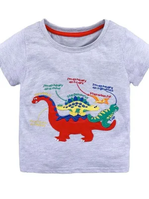 Heavy Dinosaurs Short Sleeve T-Shirt - Grey and Red