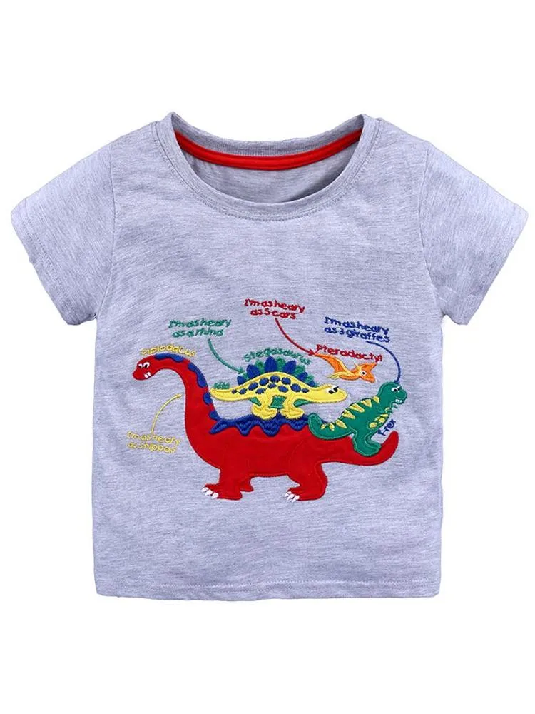 Heavy Dinosaurs Short Sleeve T-Shirt - Grey and Red
