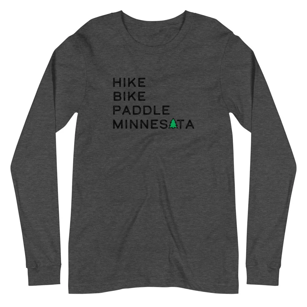 Hike Bike Paddle MN Long Sleeve Tee - Black