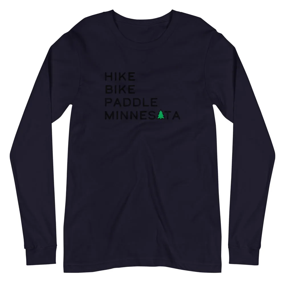 Hike Bike Paddle MN Long Sleeve Tee - Black