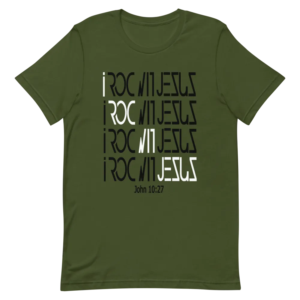 i ROC WIT JESUS Slanted Olive Short-Sleeve Unisex T-Shirt