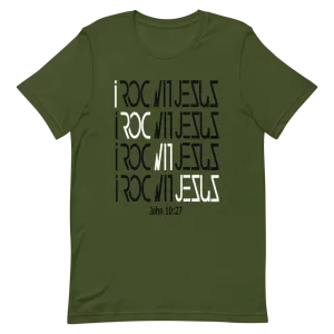 i ROC WIT JESUS Slanted Olive Short-Sleeve Unisex T-Shirt