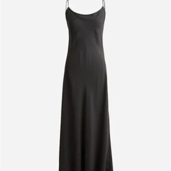 J. Crew Black Gwyneth slip dress in luster charmeuse 90’s Y2K Wedding