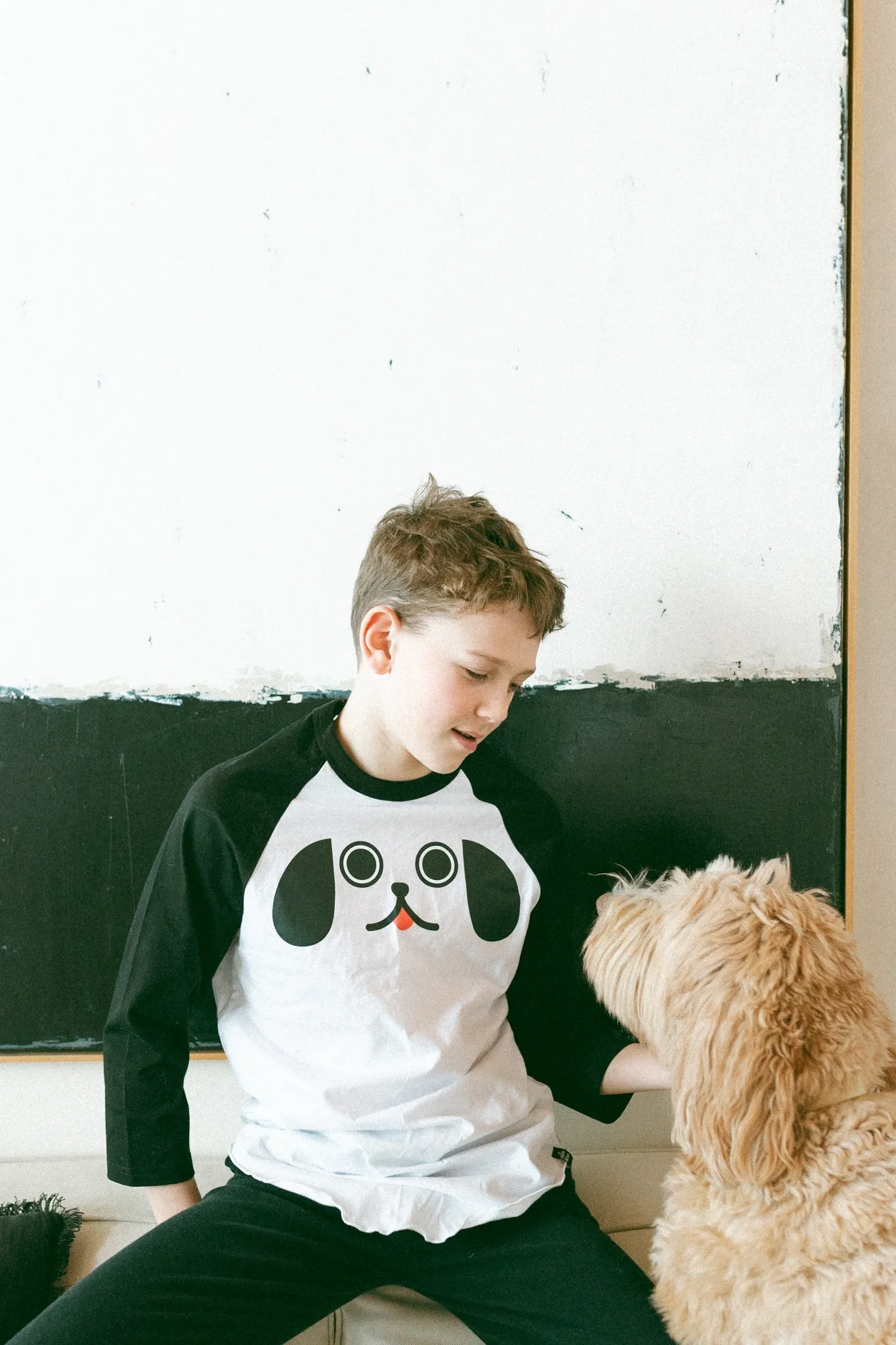 Kawaii Puppy Dog Eyes Baseball T-Shirt - Adult
