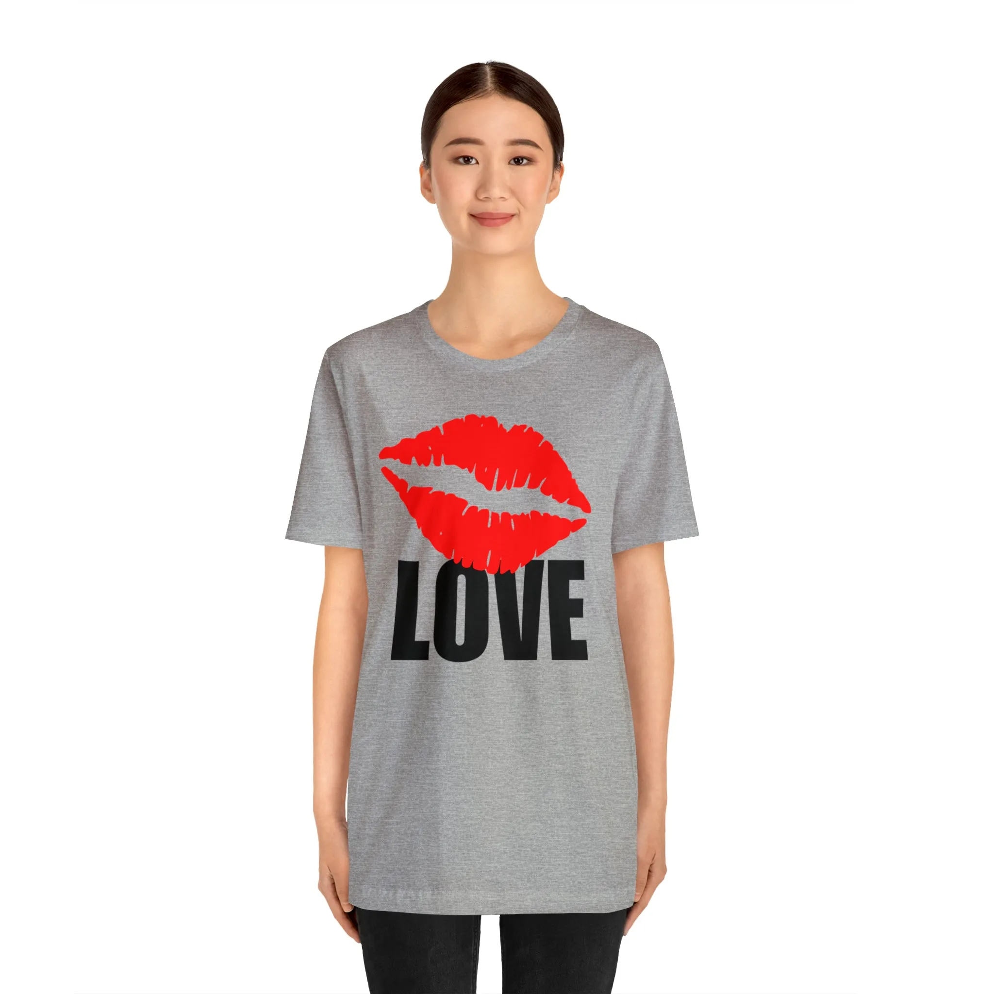 Kiss Love Happy Valentine's Day T-Shirt | Sweetheart Love Tee |  Bella Canvas 3001 Unisex |  I Love You Short Sleeve Tshirt