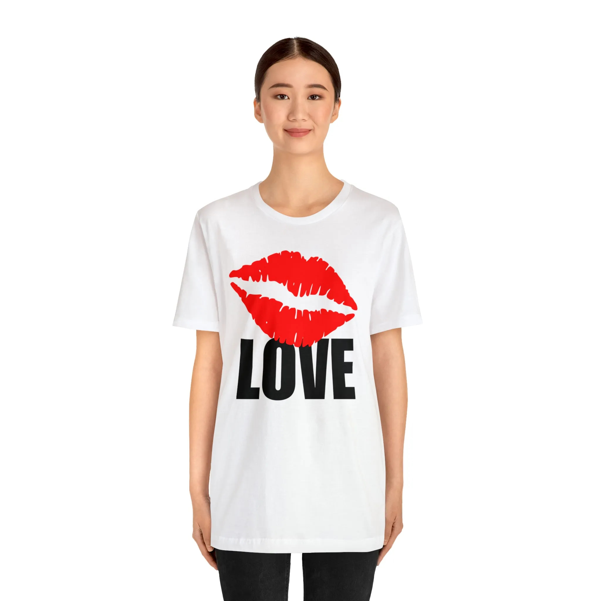 Kiss Love Happy Valentine's Day T-Shirt | Sweetheart Love Tee |  Bella Canvas 3001 Unisex |  I Love You Short Sleeve Tshirt