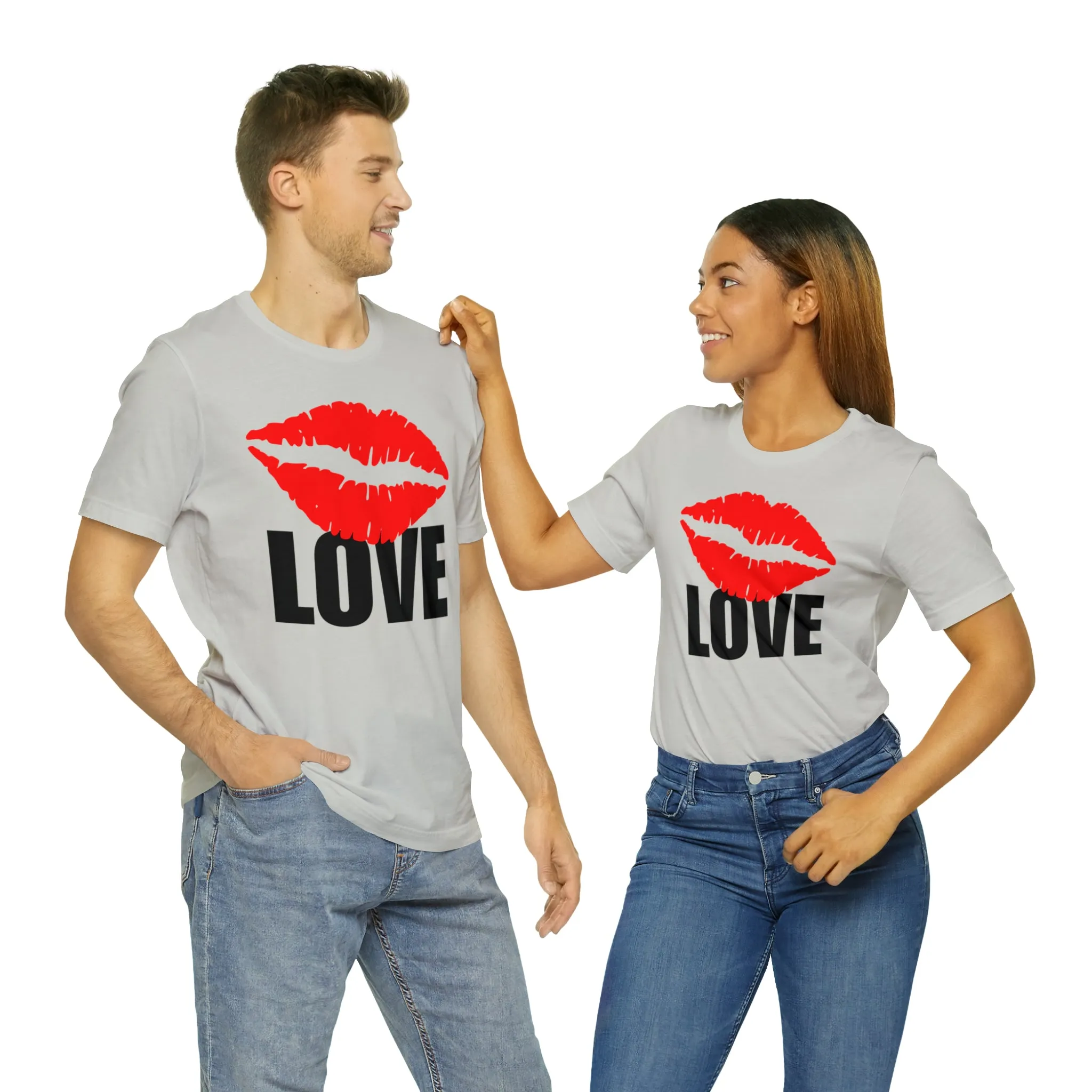 Kiss Love Happy Valentine's Day T-Shirt | Sweetheart Love Tee |  Bella Canvas 3001 Unisex |  I Love You Short Sleeve Tshirt