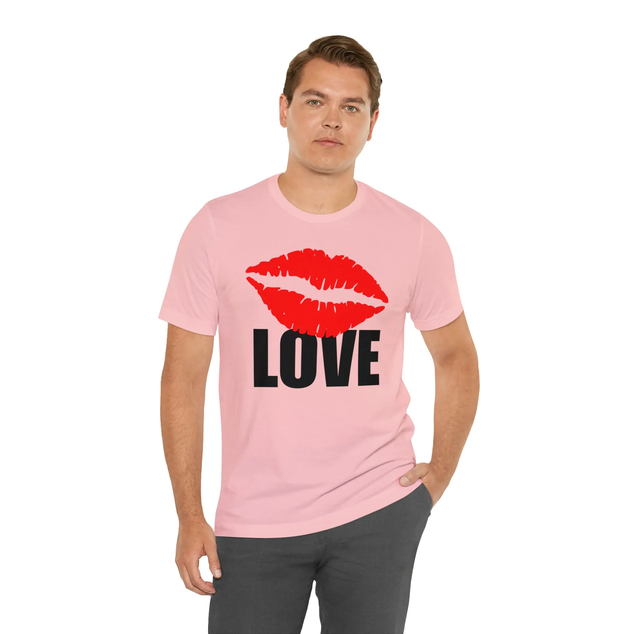 Kiss Love Happy Valentine's Day T-Shirt | Sweetheart Love Tee |  Bella Canvas 3001 Unisex |  I Love You Short Sleeve Tshirt