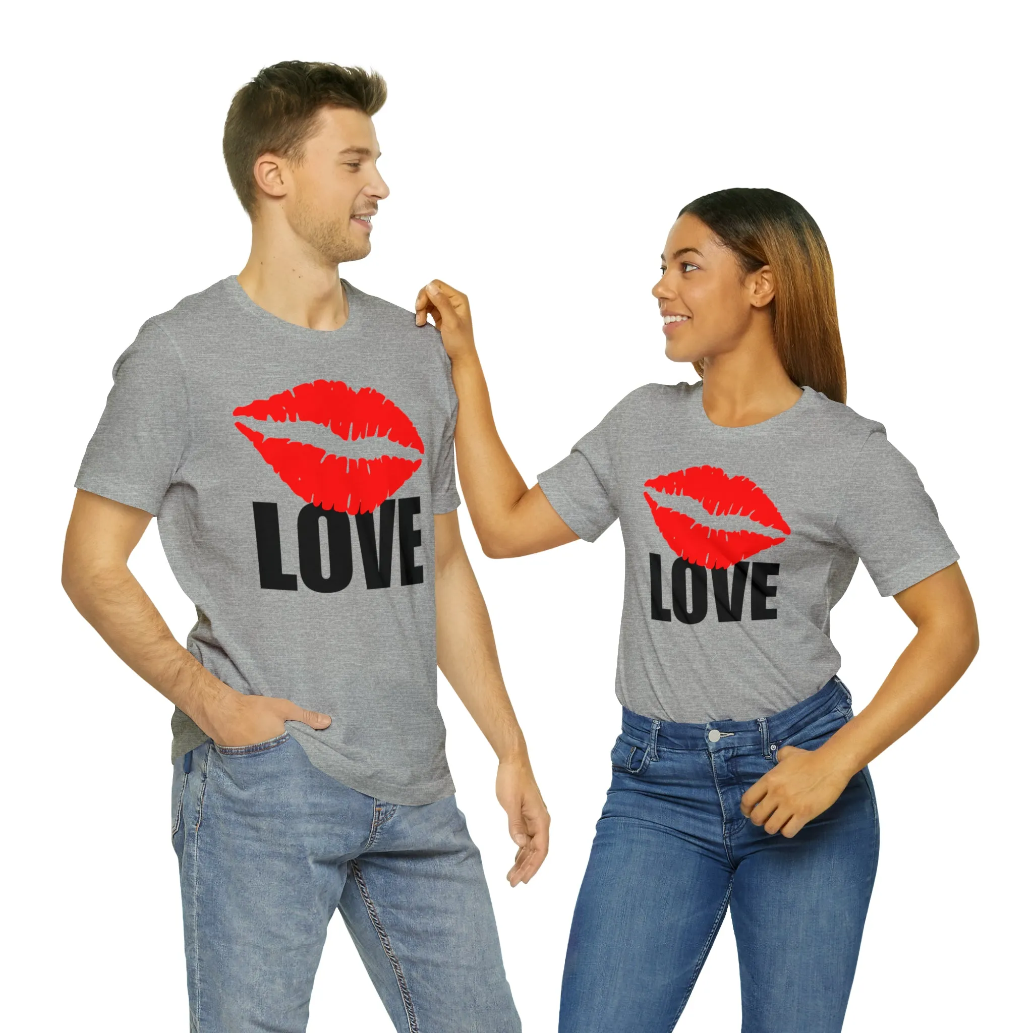 Kiss Love Happy Valentine's Day T-Shirt | Sweetheart Love Tee |  Bella Canvas 3001 Unisex |  I Love You Short Sleeve Tshirt