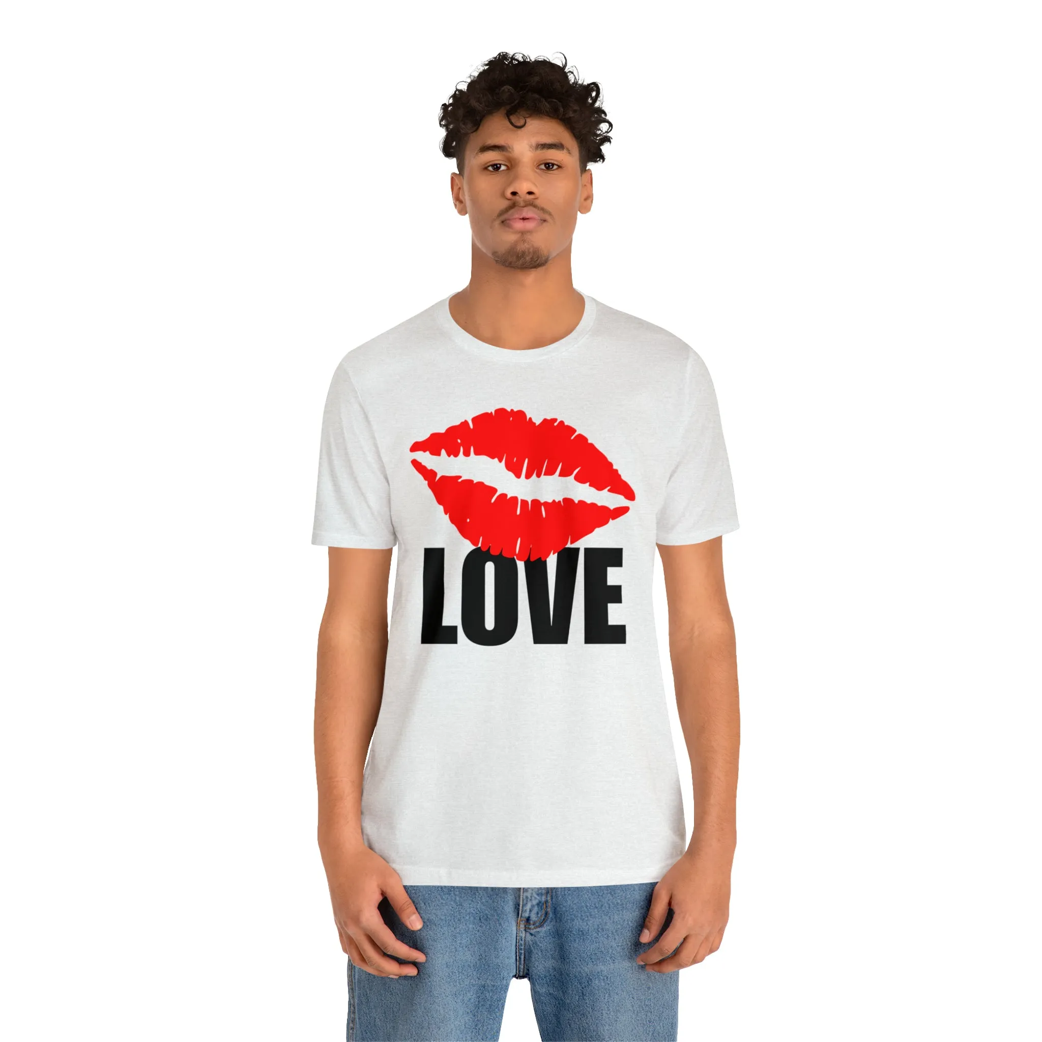 Kiss Love Happy Valentine's Day T-Shirt | Sweetheart Love Tee |  Bella Canvas 3001 Unisex |  I Love You Short Sleeve Tshirt