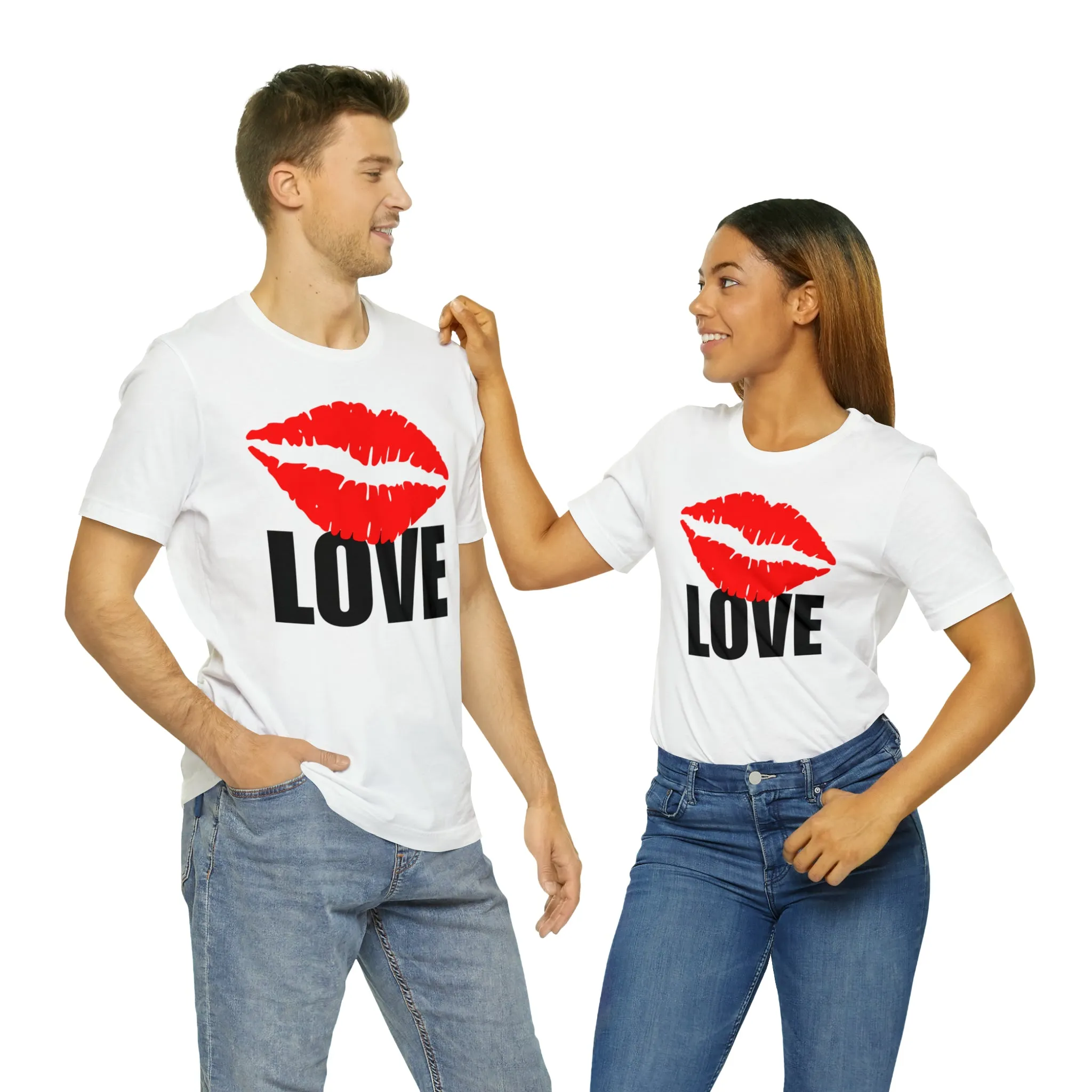 Kiss Love Happy Valentine's Day T-Shirt | Sweetheart Love Tee |  Bella Canvas 3001 Unisex |  I Love You Short Sleeve Tshirt