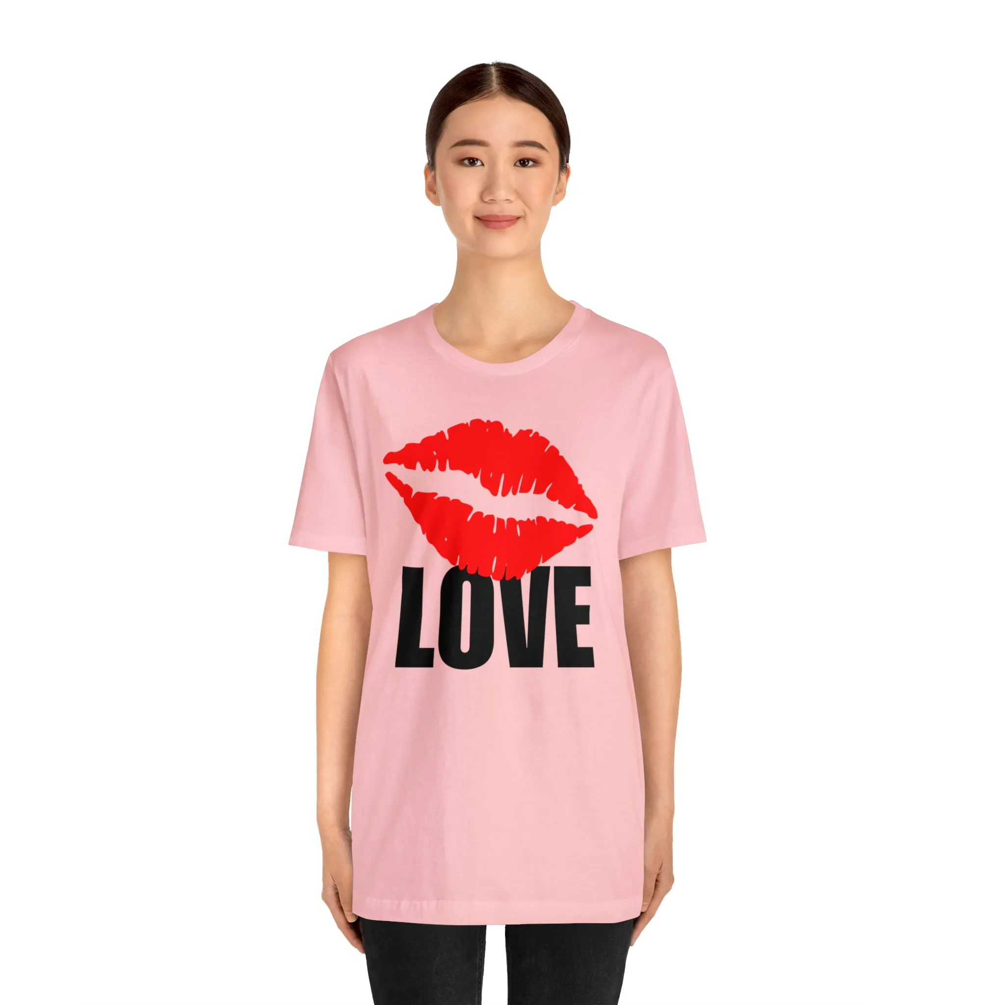 Kiss Love Happy Valentine's Day T-Shirt | Sweetheart Love Tee |  Bella Canvas 3001 Unisex |  I Love You Short Sleeve Tshirt