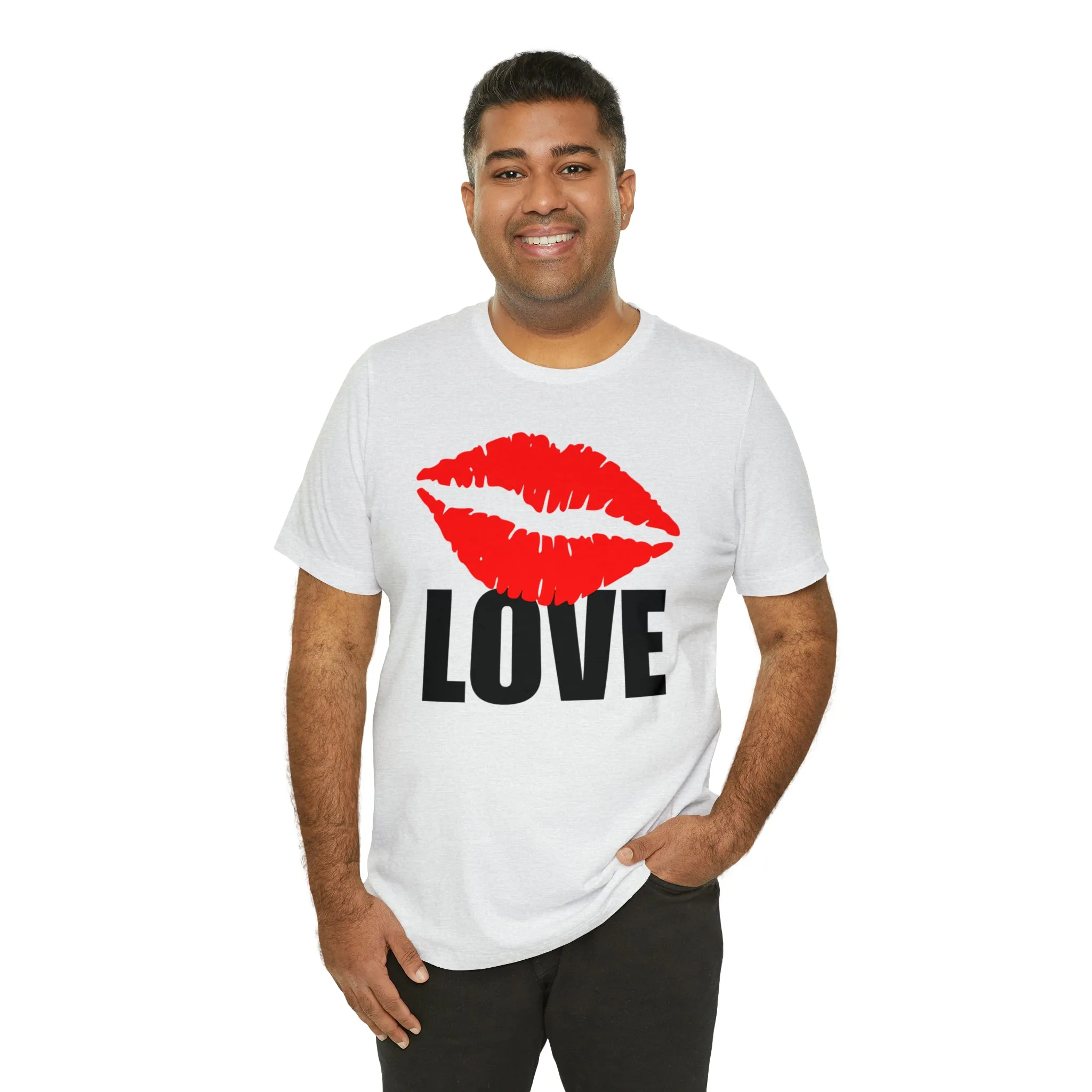 Kiss Love Happy Valentine's Day T-Shirt | Sweetheart Love Tee |  Bella Canvas 3001 Unisex |  I Love You Short Sleeve Tshirt