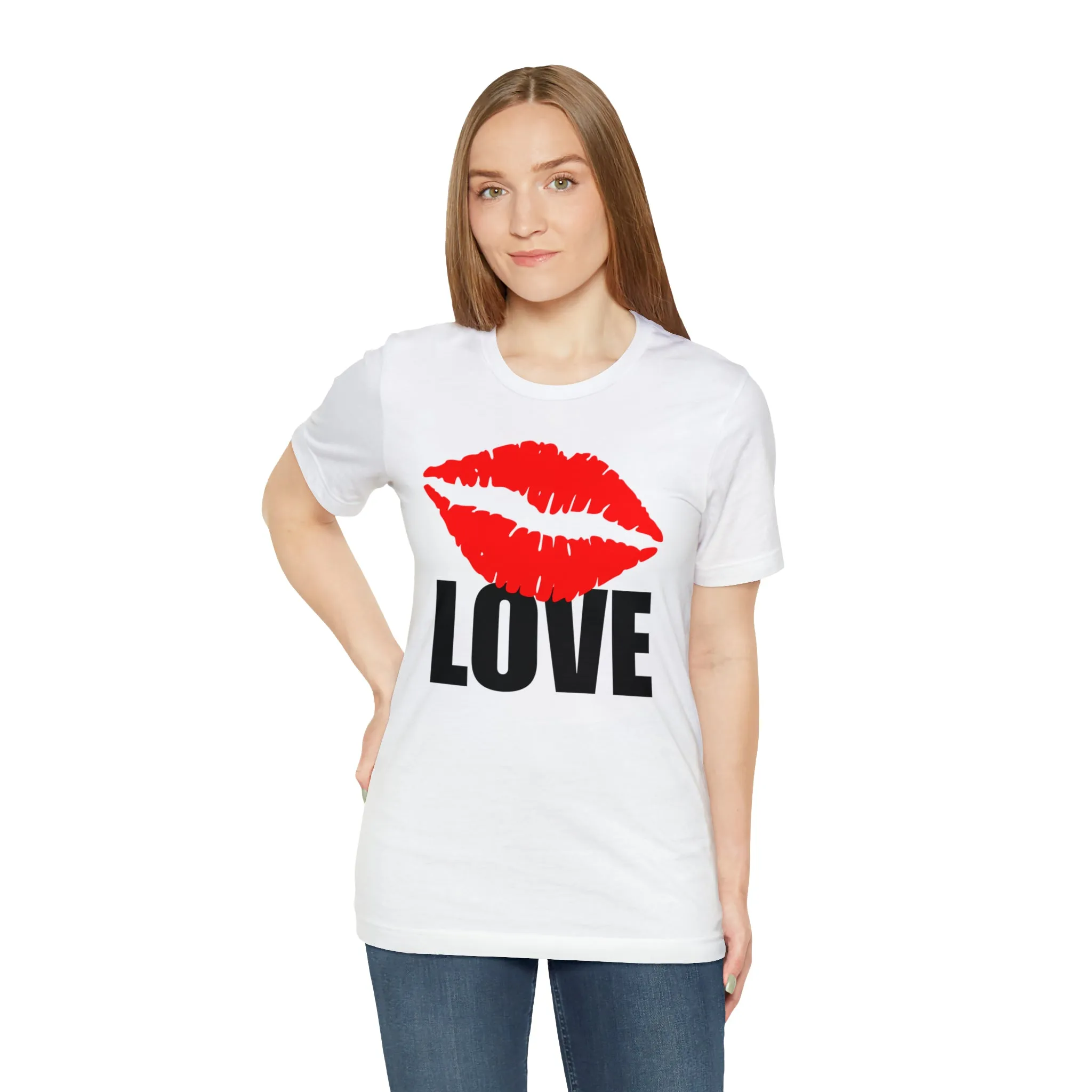Kiss Love Happy Valentine's Day T-Shirt | Sweetheart Love Tee |  Bella Canvas 3001 Unisex |  I Love You Short Sleeve Tshirt
