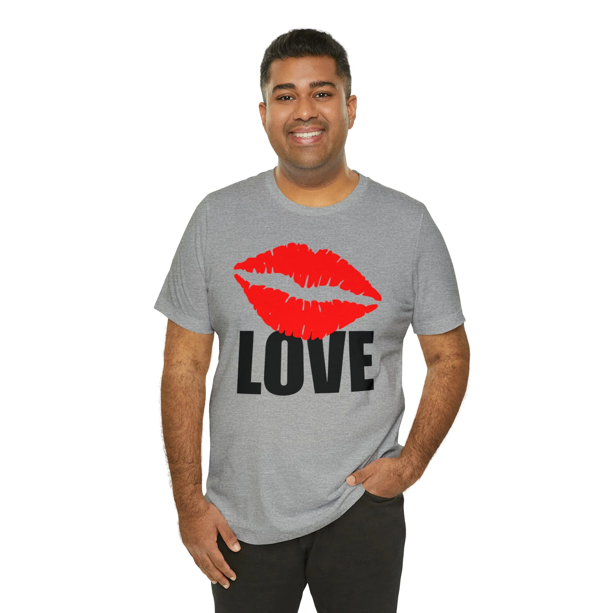 Kiss Love Happy Valentine's Day T-Shirt | Sweetheart Love Tee |  Bella Canvas 3001 Unisex |  I Love You Short Sleeve Tshirt