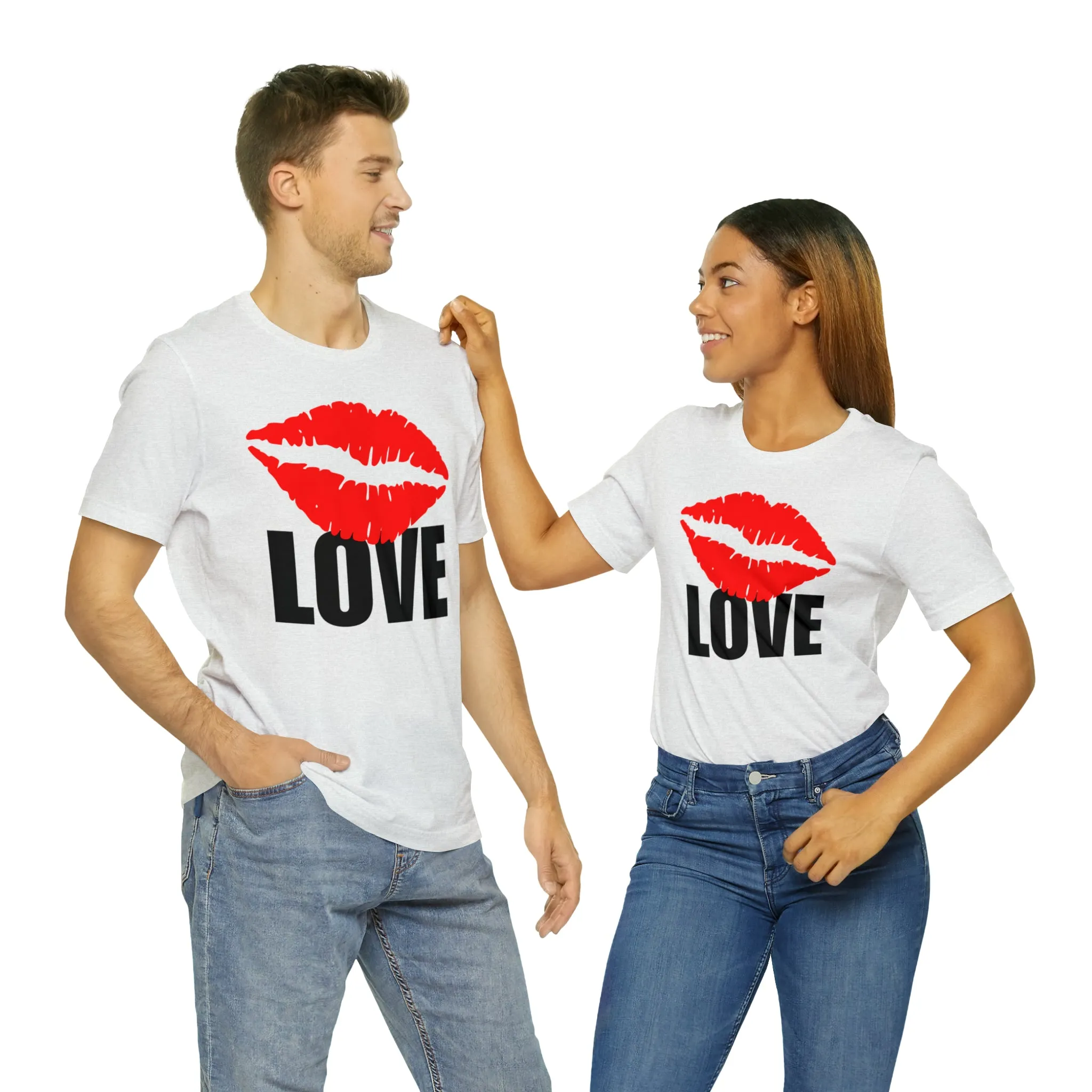 Kiss Love Happy Valentine's Day T-Shirt | Sweetheart Love Tee |  Bella Canvas 3001 Unisex |  I Love You Short Sleeve Tshirt