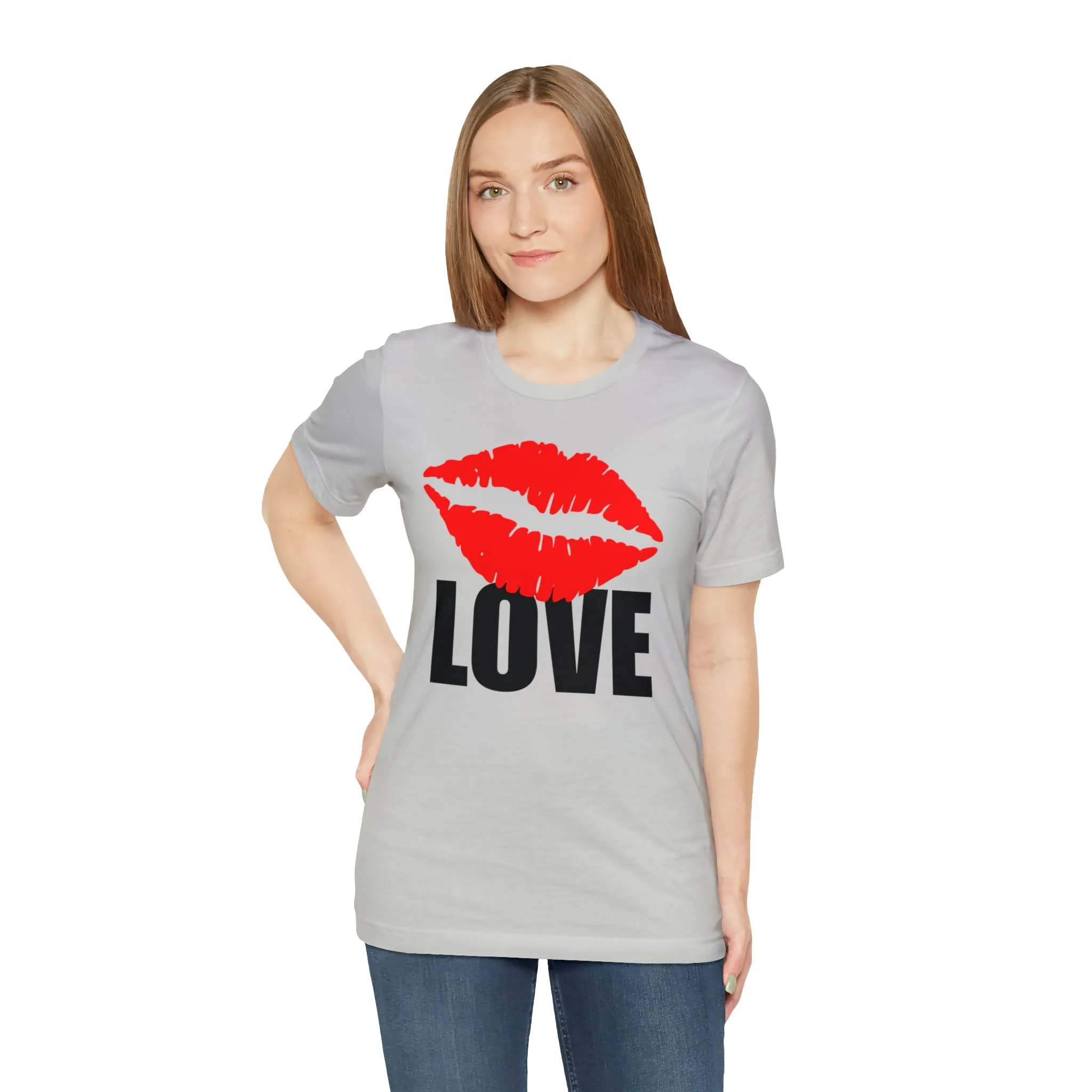 Kiss Love Happy Valentine's Day T-Shirt | Sweetheart Love Tee |  Bella Canvas 3001 Unisex |  I Love You Short Sleeve Tshirt