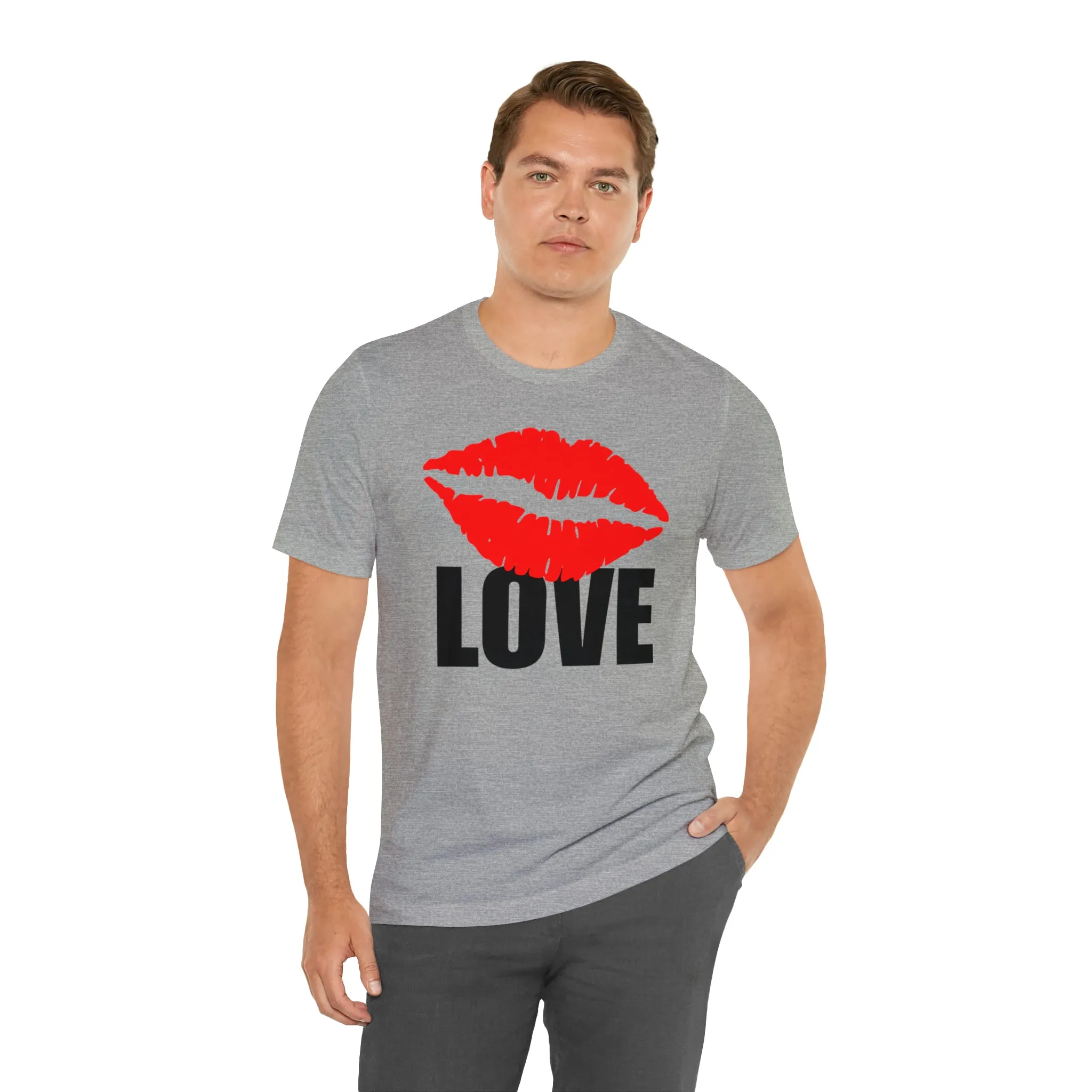 Kiss Love Happy Valentine's Day T-Shirt | Sweetheart Love Tee |  Bella Canvas 3001 Unisex |  I Love You Short Sleeve Tshirt