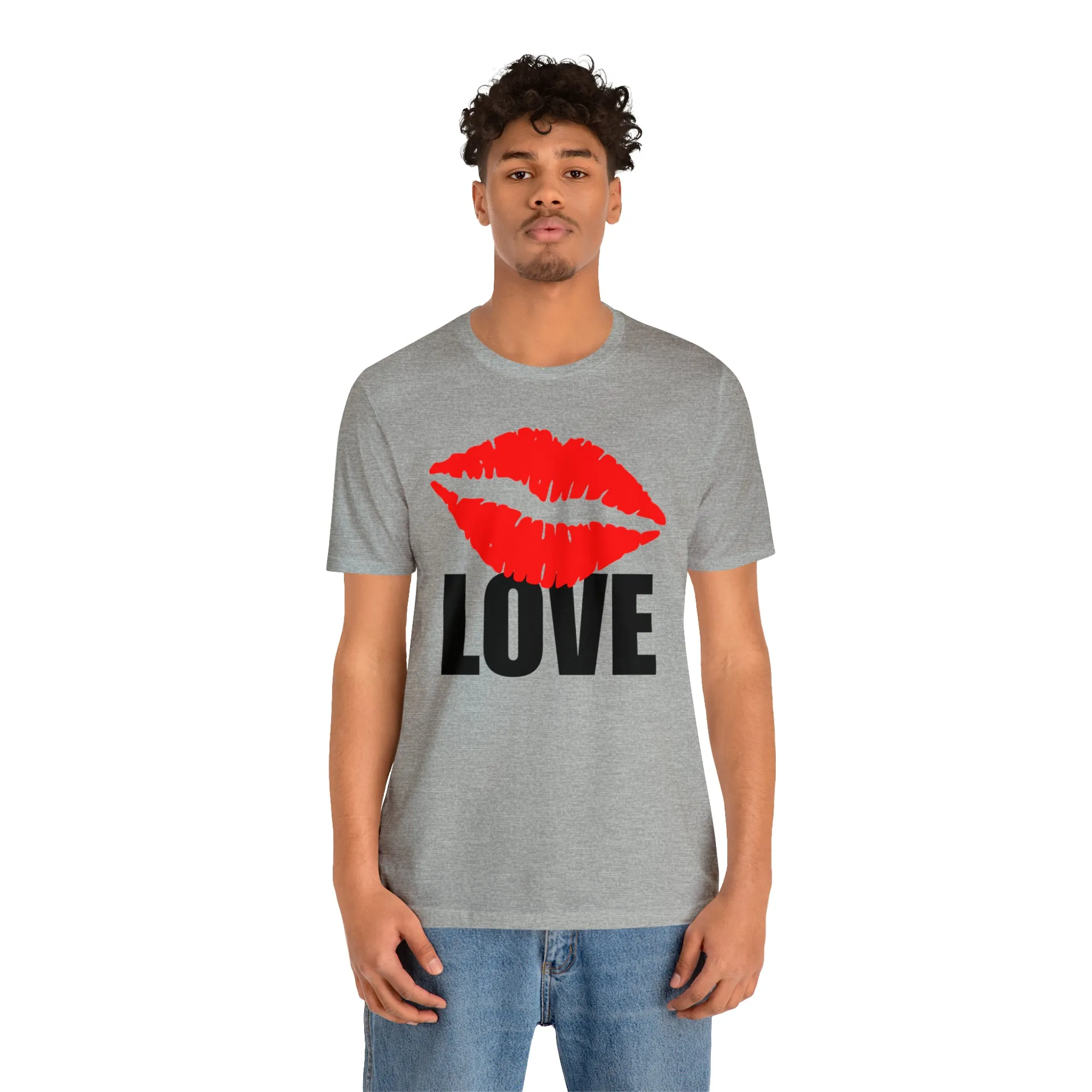 Kiss Love Happy Valentine's Day T-Shirt | Sweetheart Love Tee |  Bella Canvas 3001 Unisex |  I Love You Short Sleeve Tshirt