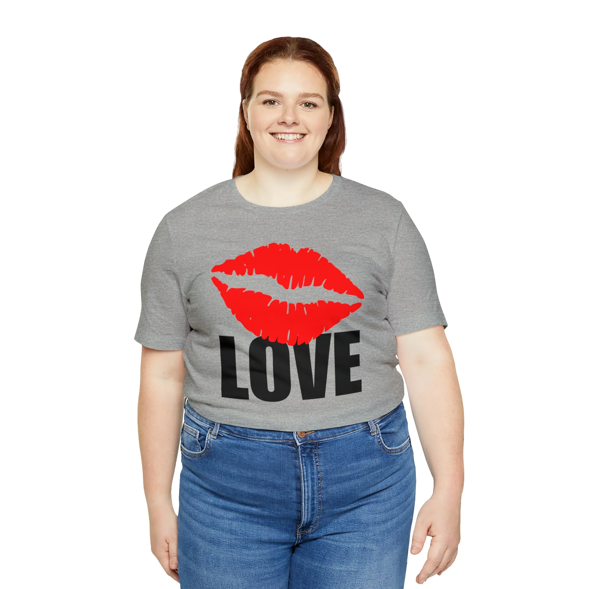 Kiss Love Happy Valentine's Day T-Shirt | Sweetheart Love Tee |  Bella Canvas 3001 Unisex |  I Love You Short Sleeve Tshirt
