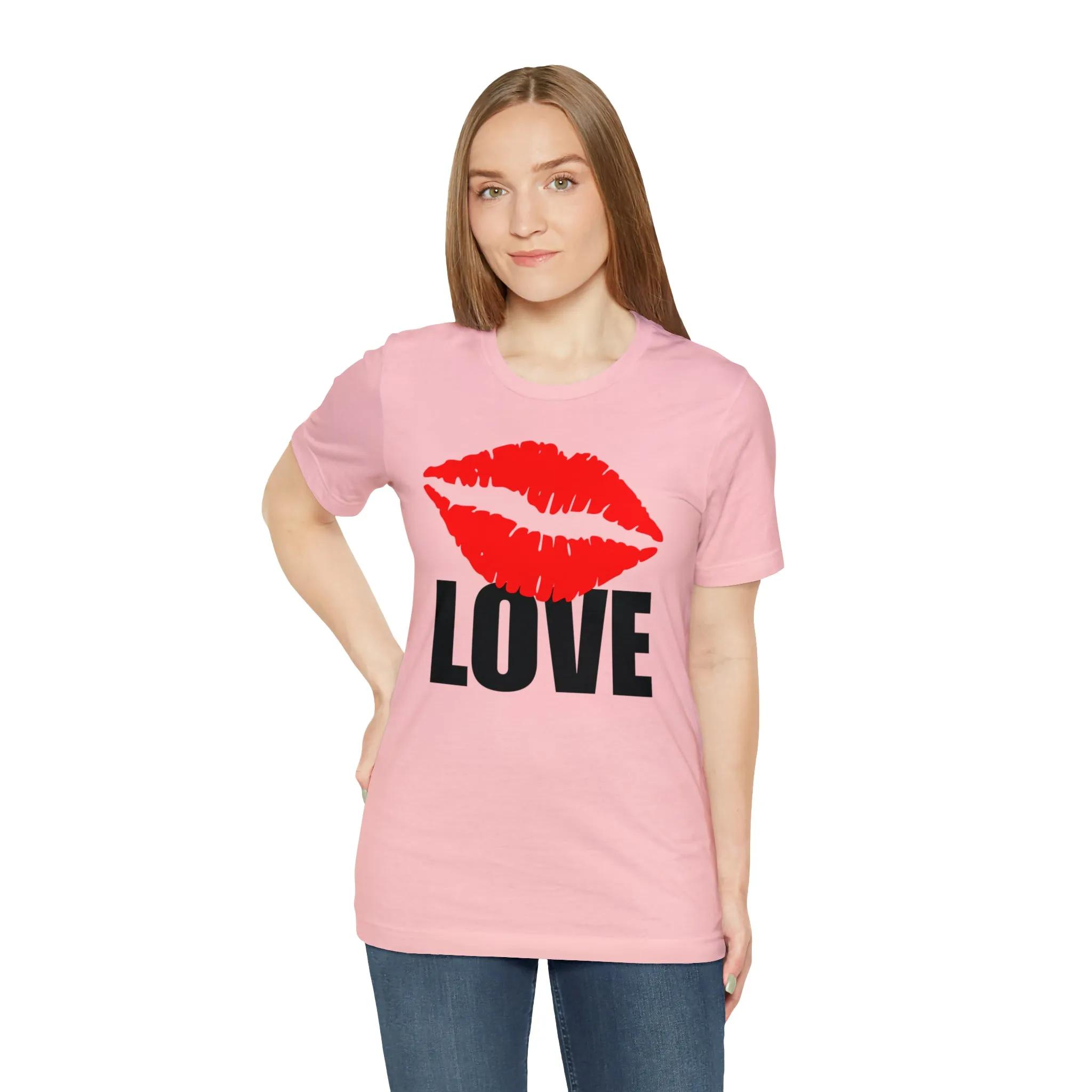 Kiss Love Happy Valentine's Day T-Shirt | Sweetheart Love Tee |  Bella Canvas 3001 Unisex |  I Love You Short Sleeve Tshirt