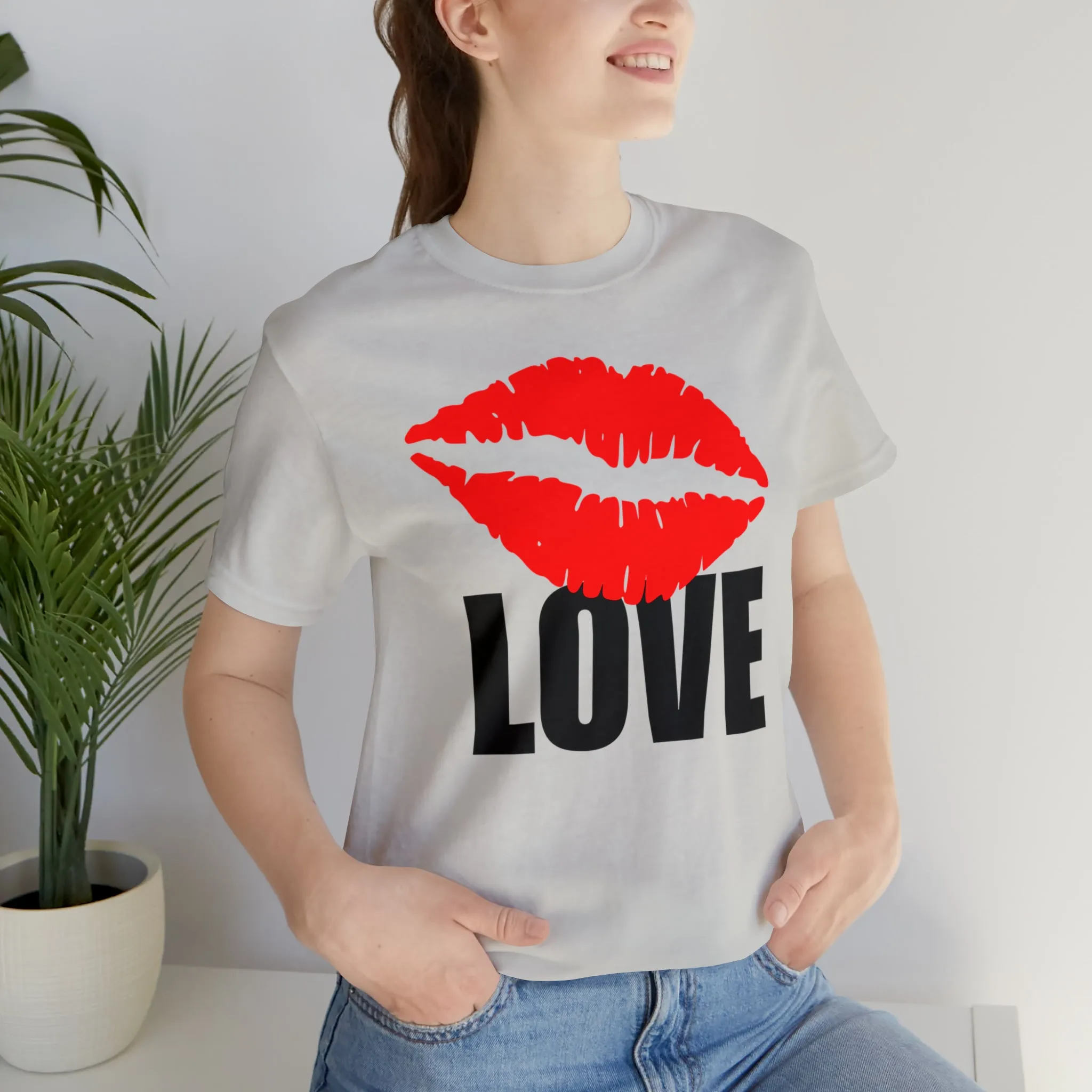 Kiss Love Happy Valentine's Day T-Shirt | Sweetheart Love Tee |  Bella Canvas 3001 Unisex |  I Love You Short Sleeve Tshirt