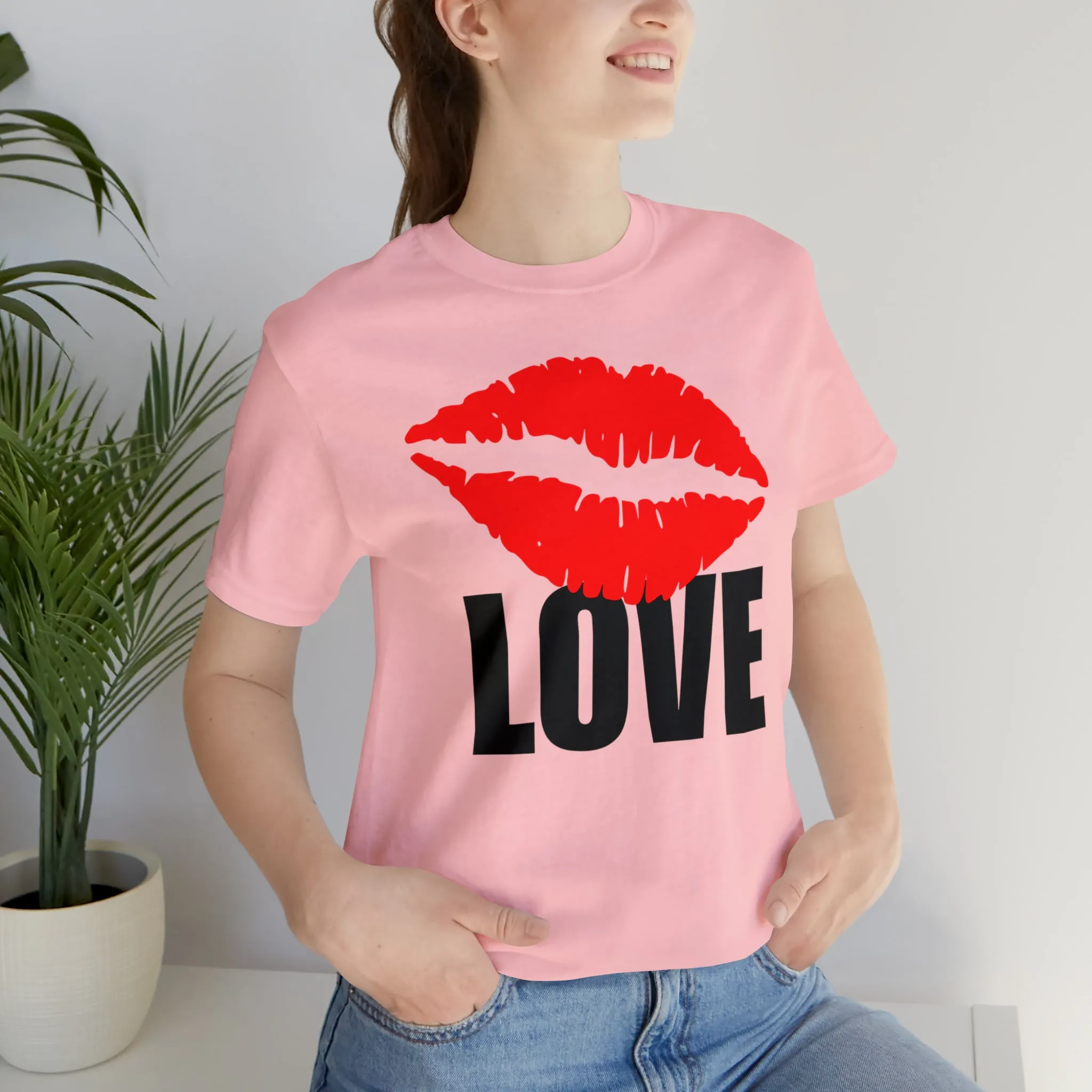 Kiss Love Happy Valentine's Day T-Shirt | Sweetheart Love Tee |  Bella Canvas 3001 Unisex |  I Love You Short Sleeve Tshirt