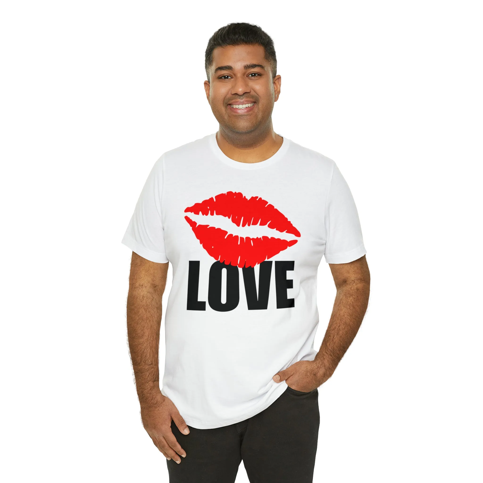 Kiss Love Happy Valentine's Day T-Shirt | Sweetheart Love Tee |  Bella Canvas 3001 Unisex |  I Love You Short Sleeve Tshirt