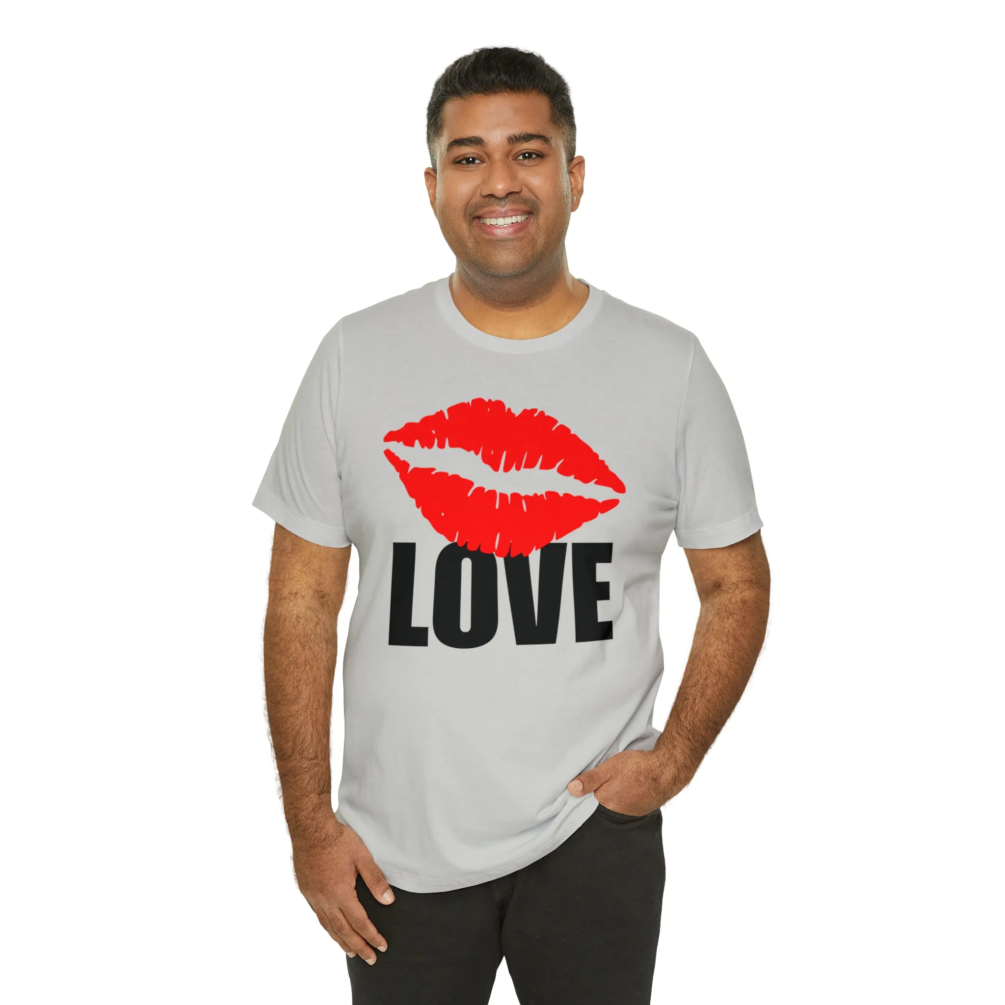Kiss Love Happy Valentine's Day T-Shirt | Sweetheart Love Tee |  Bella Canvas 3001 Unisex |  I Love You Short Sleeve Tshirt