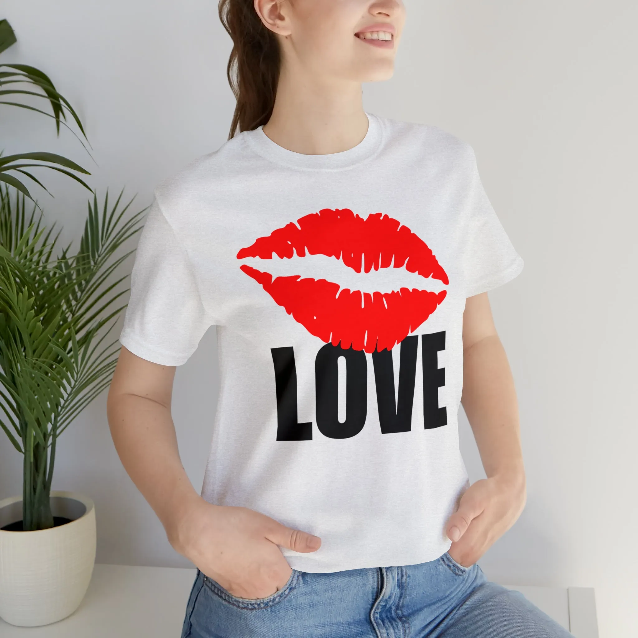 Kiss Love Happy Valentine's Day T-Shirt | Sweetheart Love Tee |  Bella Canvas 3001 Unisex |  I Love You Short Sleeve Tshirt