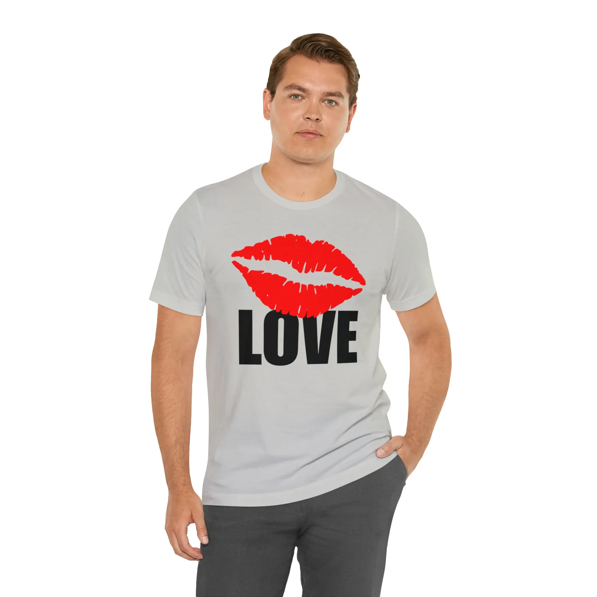 Kiss Love Happy Valentine's Day T-Shirt | Sweetheart Love Tee |  Bella Canvas 3001 Unisex |  I Love You Short Sleeve Tshirt